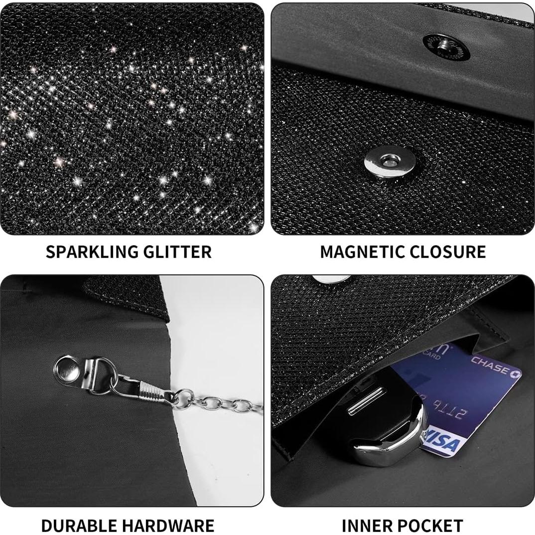 Bolso de mano lovyoCoCo negro brillante 20x10 cm para mujer