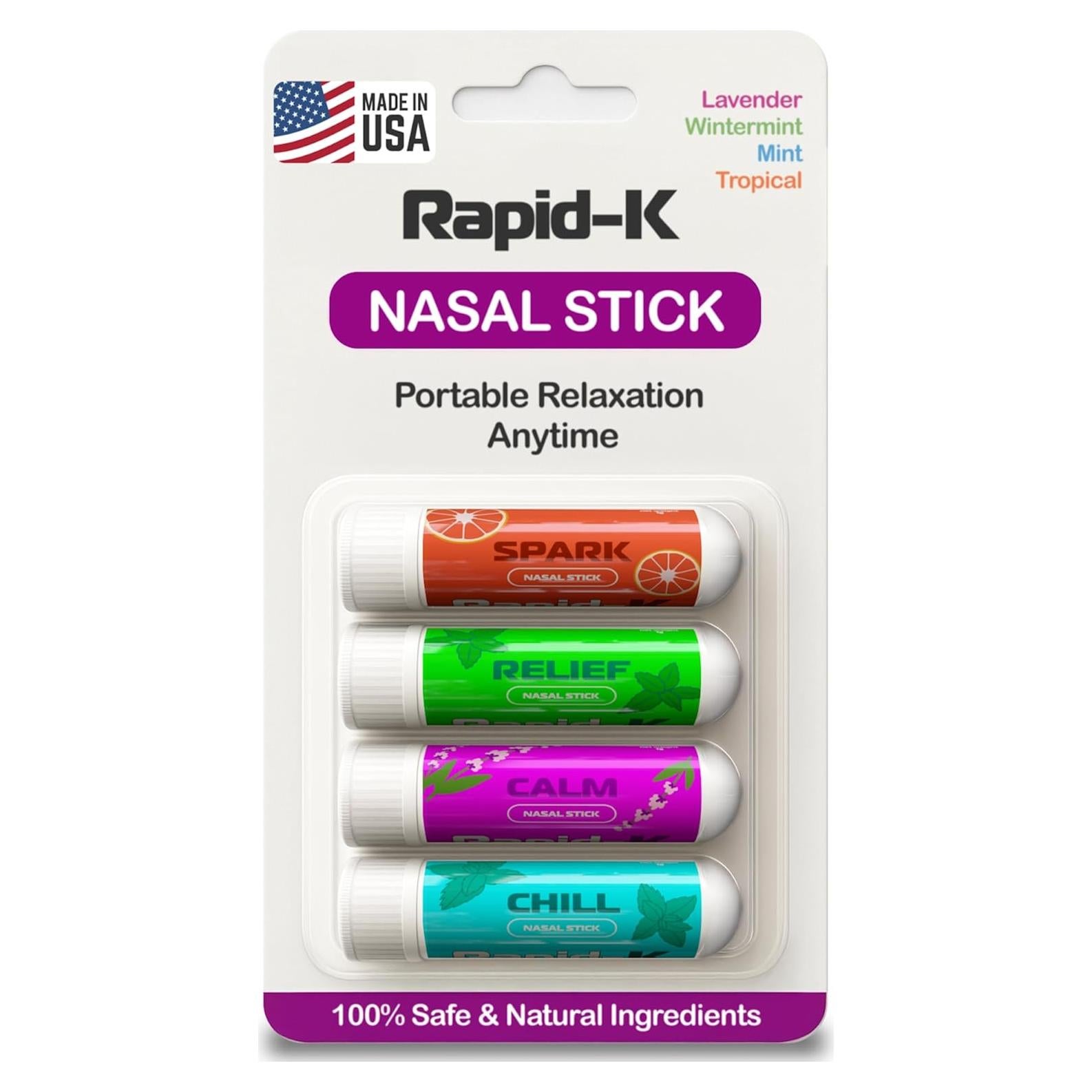 Inhaladores Nasales Rapid-K - Paquete de 4 Aromas Esenciales
