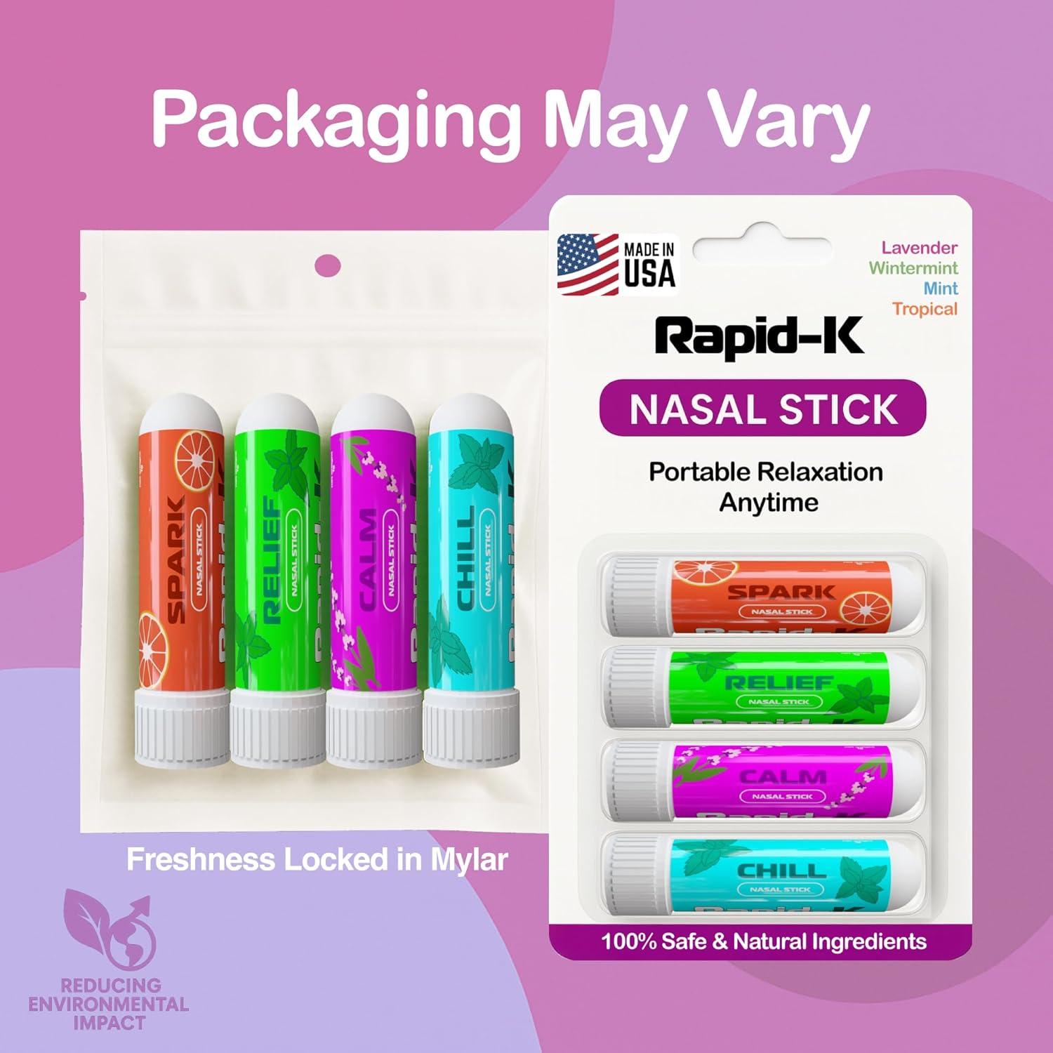 Inhaladores Nasales Rapid-K - Paquete de 4 Aromas Esenciales