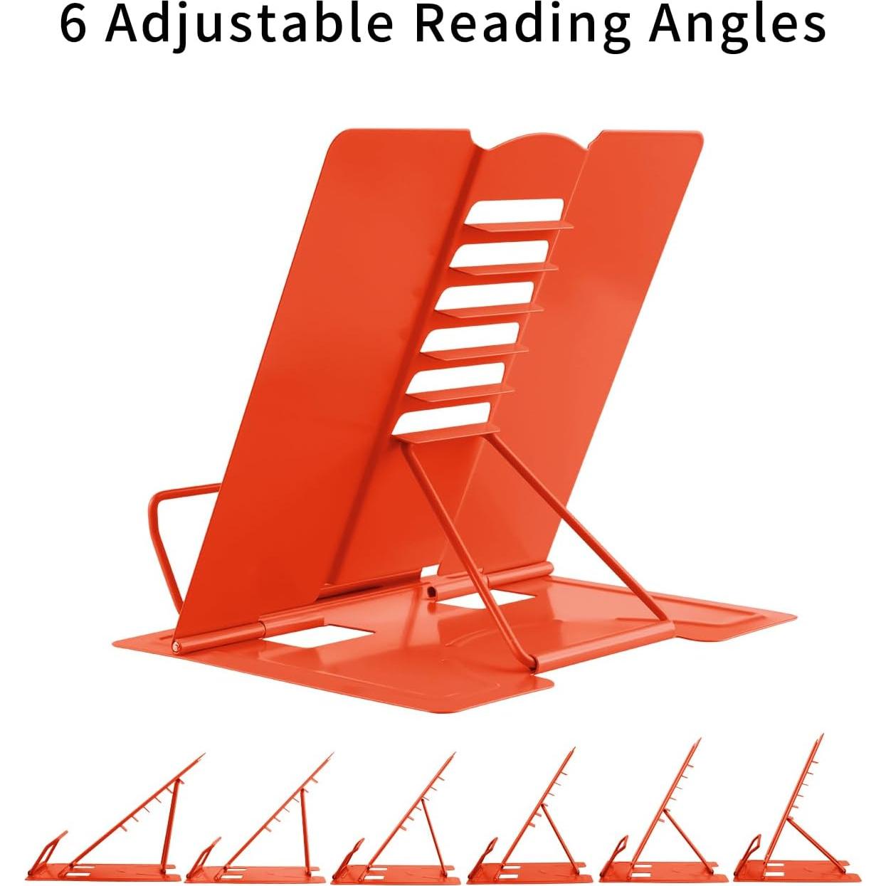 Soporte de Libro Ajustable MSDADA de Metal Naranja Plegable