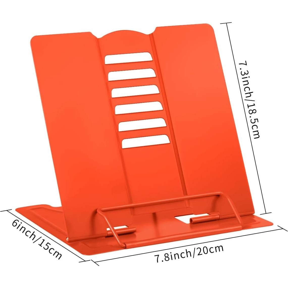Soporte de Libro Ajustable MSDADA de Metal Naranja Plegable