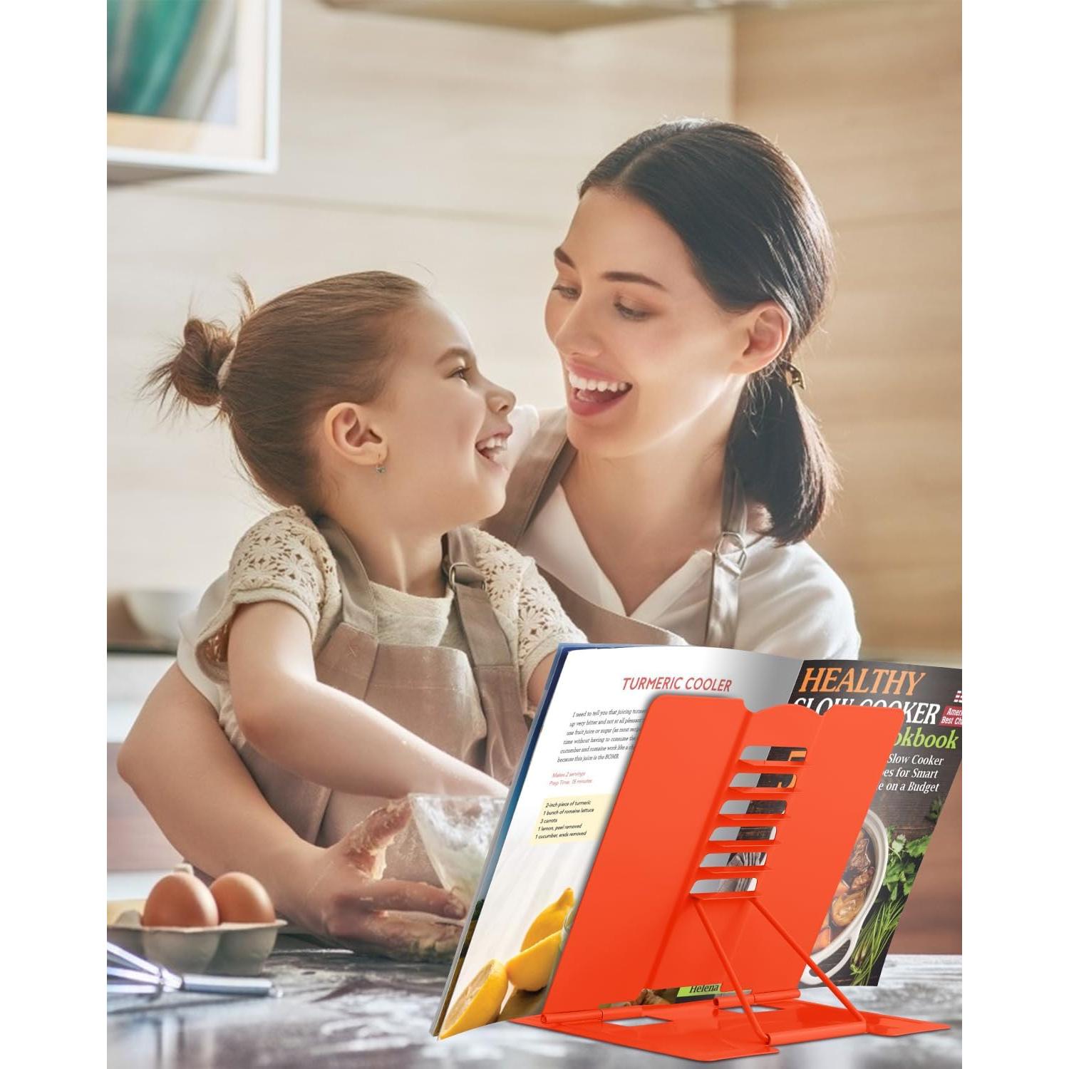 Soporte de Libro Ajustable MSDADA de Metal Naranja Plegable