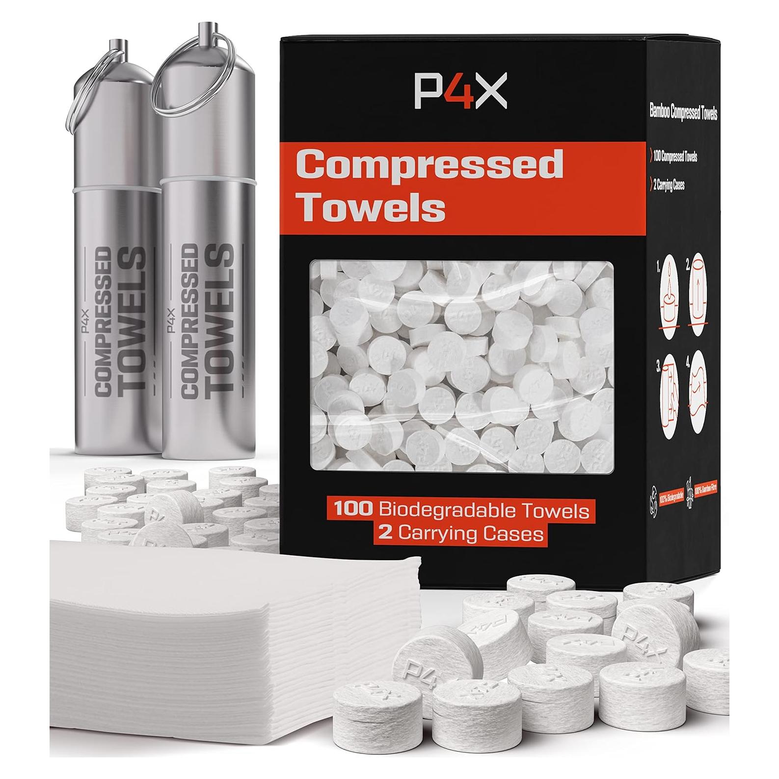 Toallas Comprimidas de Bambú PREPARED4X - 100 Unidades para Camping