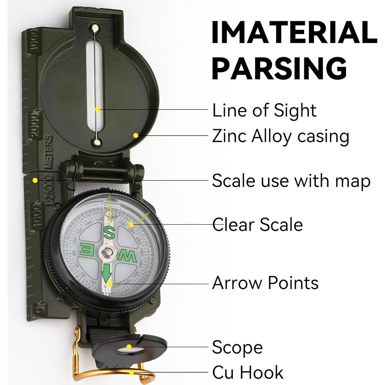 Brújula de Supervivencia HKDiRedy DC361 - Verde, Compacta y Duradera