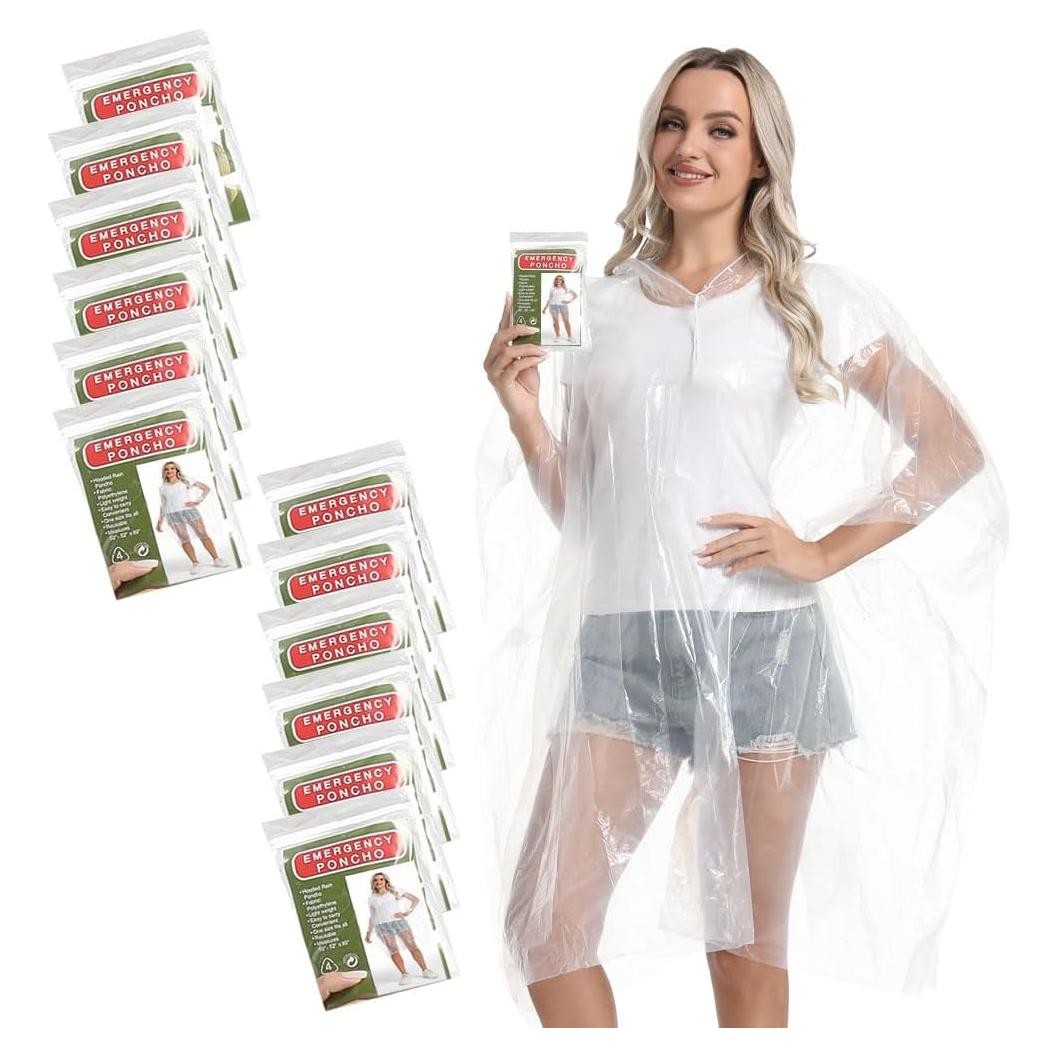 Paquete de 12 Ponchos de Lluvia Desechables Borogo - Unisex