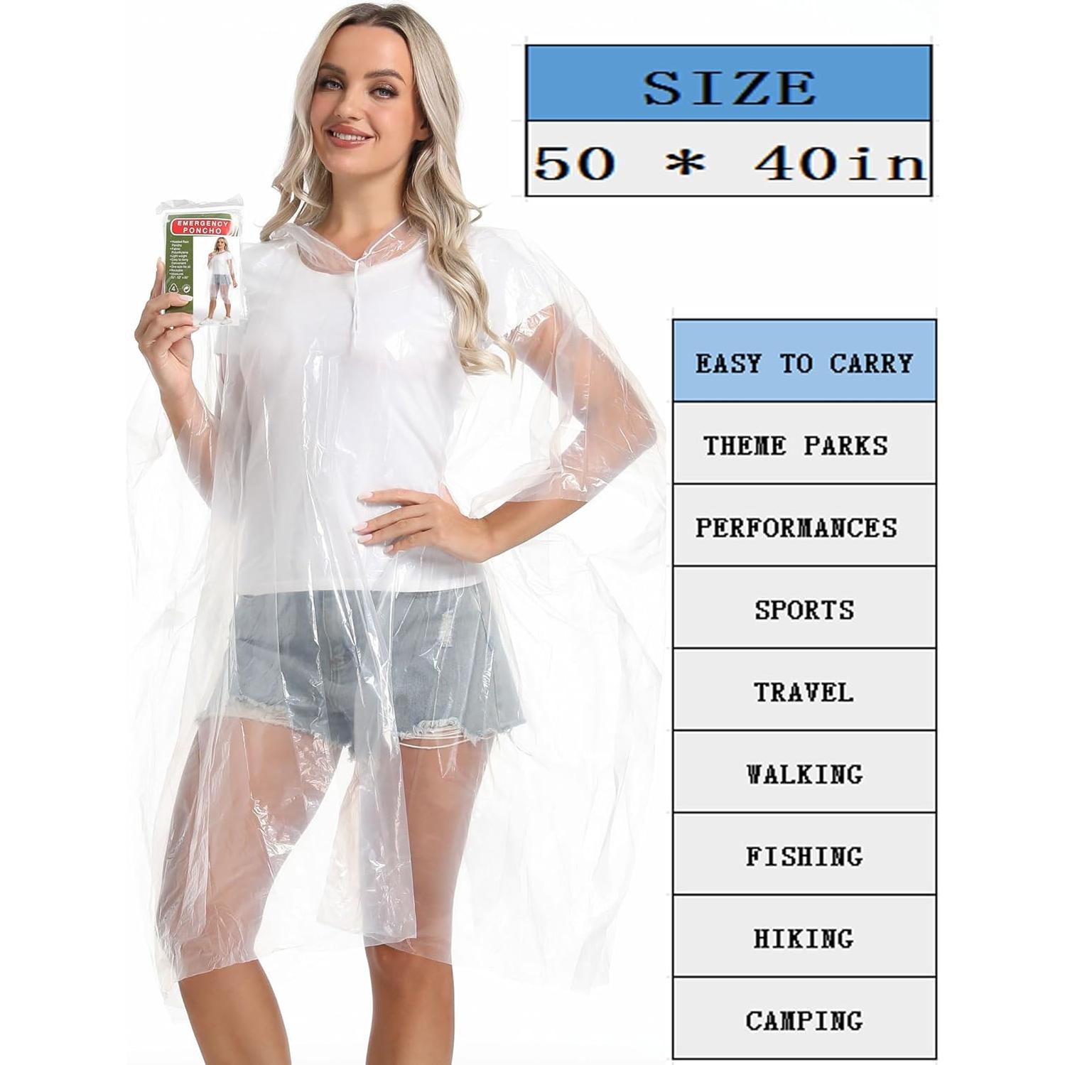 Paquete de 12 Ponchos de Lluvia Desechables Borogo - Unisex