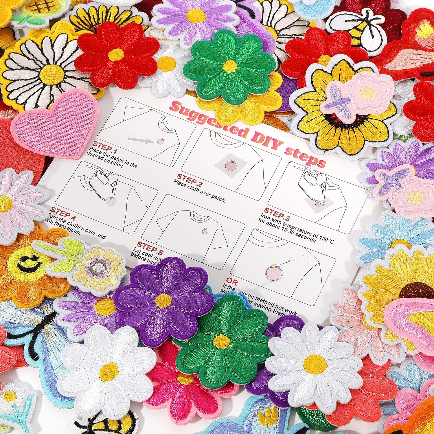Parches de Hierro NICEVINYL 120PCS Bordados Coloridos para Ropa