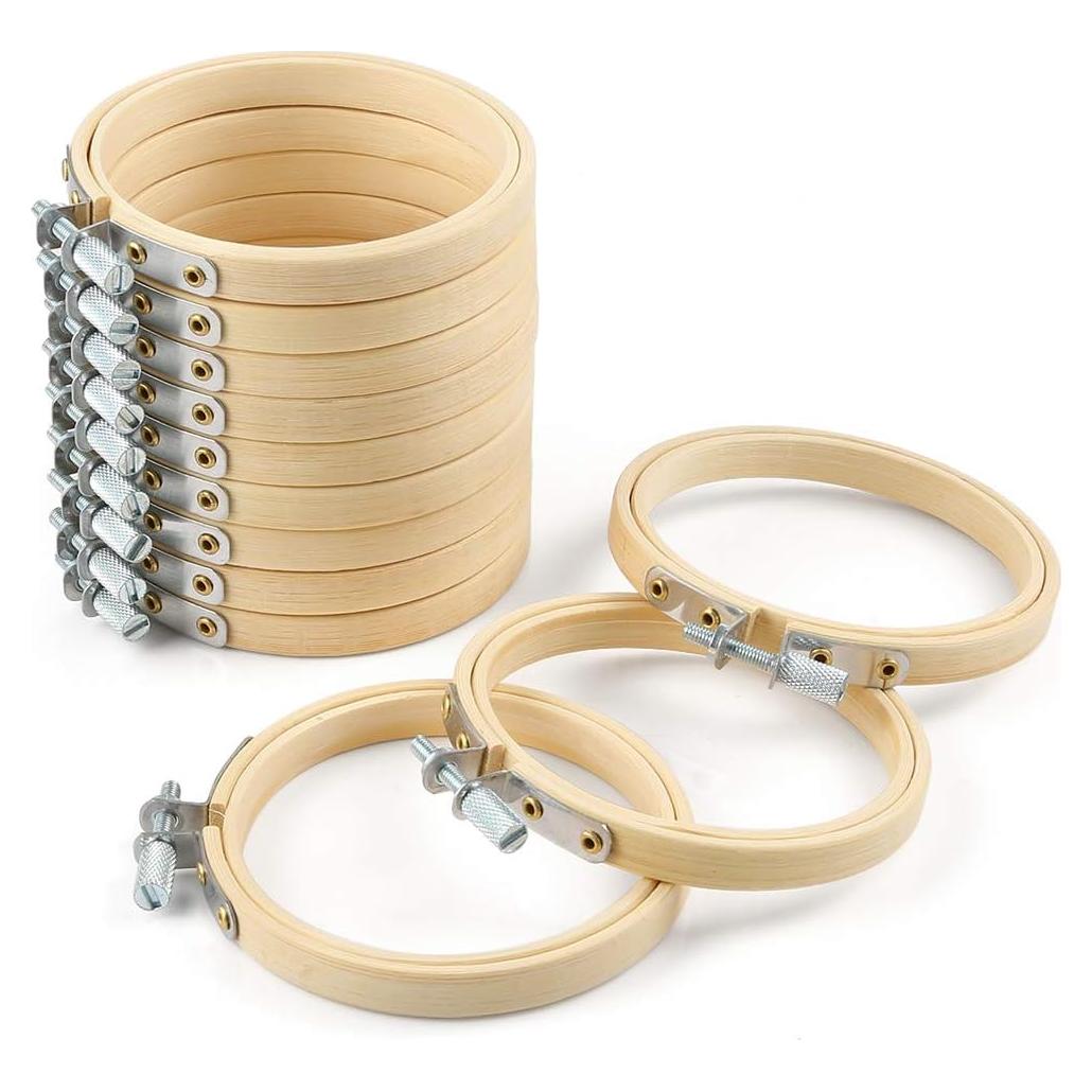 Aros de Bordado de Madera Caydo 12 Piezas 8 cm Ajustables
