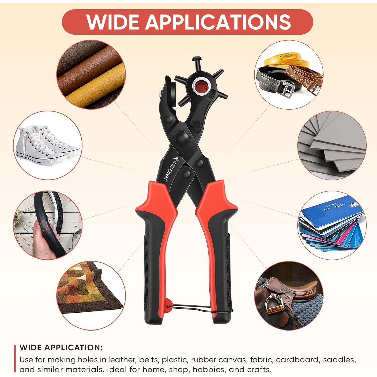 Juego de Perforación de Agujeros de Cuero TICONN - 6 Tamaños