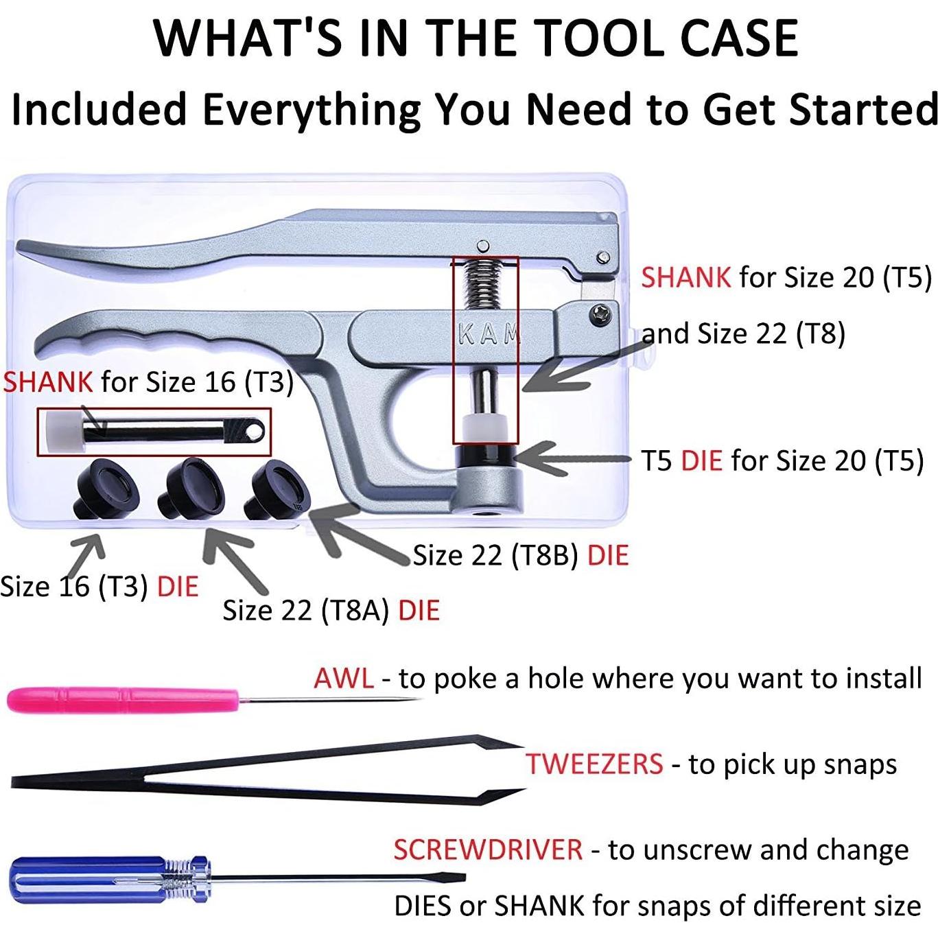 Kit de Sujetadores Rápidos KAM Seawhisper - 360 Piezas + Alicates