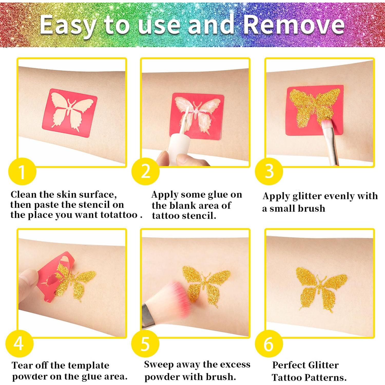 Kit de Tatuajes Temporales Brillantes XiQiDianr 32 Colores