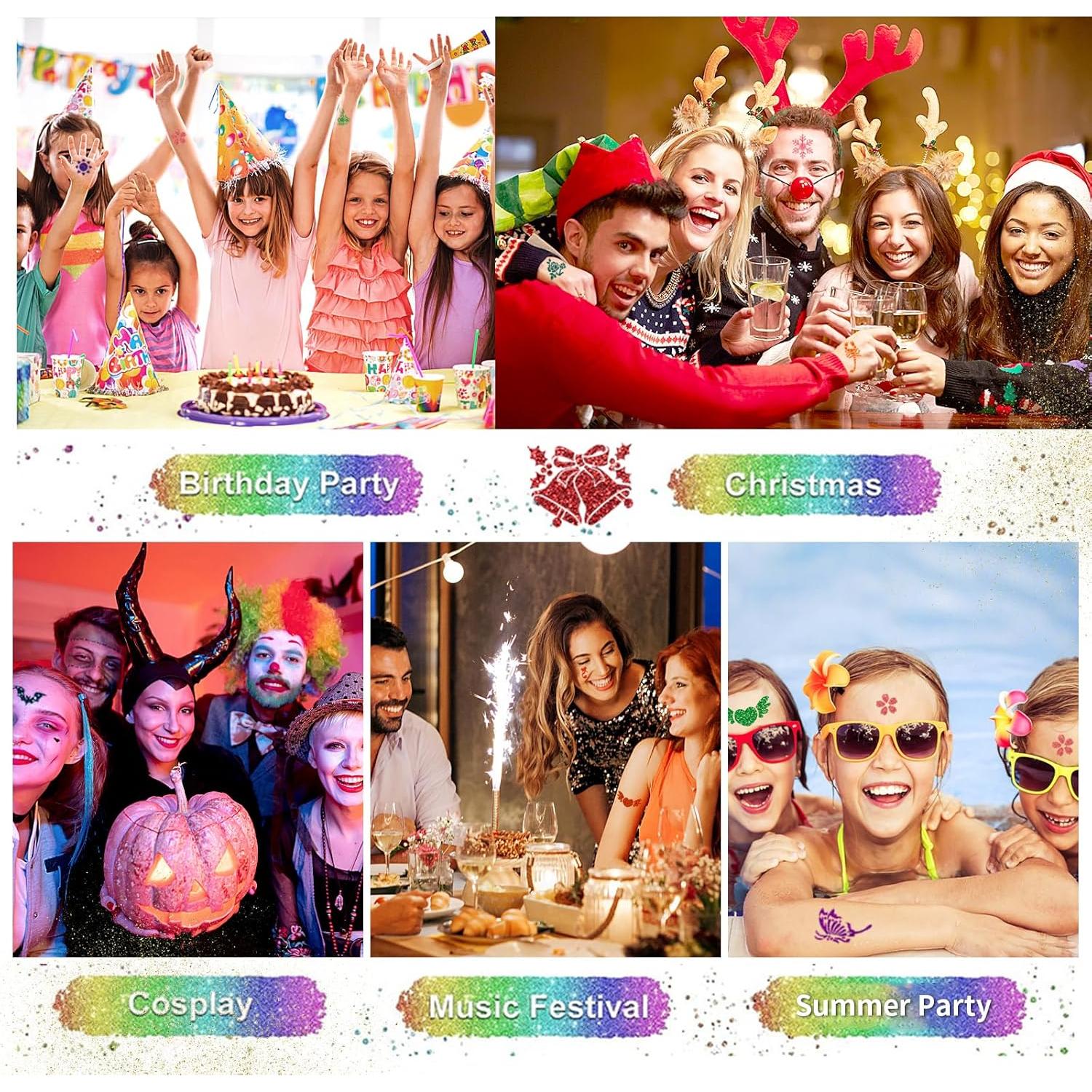 Kit de Tatuajes Temporales Brillantes XiQiDianr 32 Colores