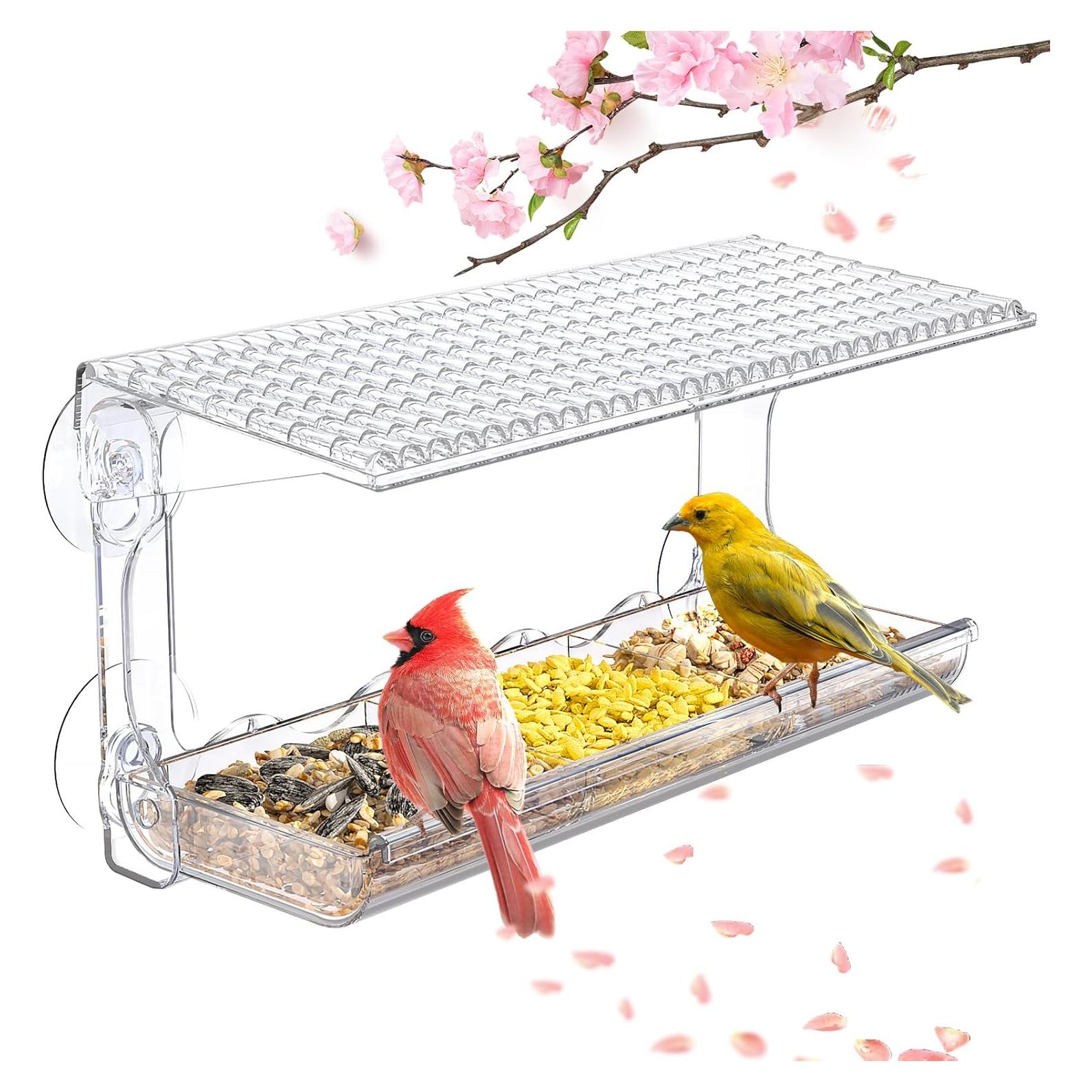 Comedero para Aves de Ventana SUNALLY 0.48L Transparente