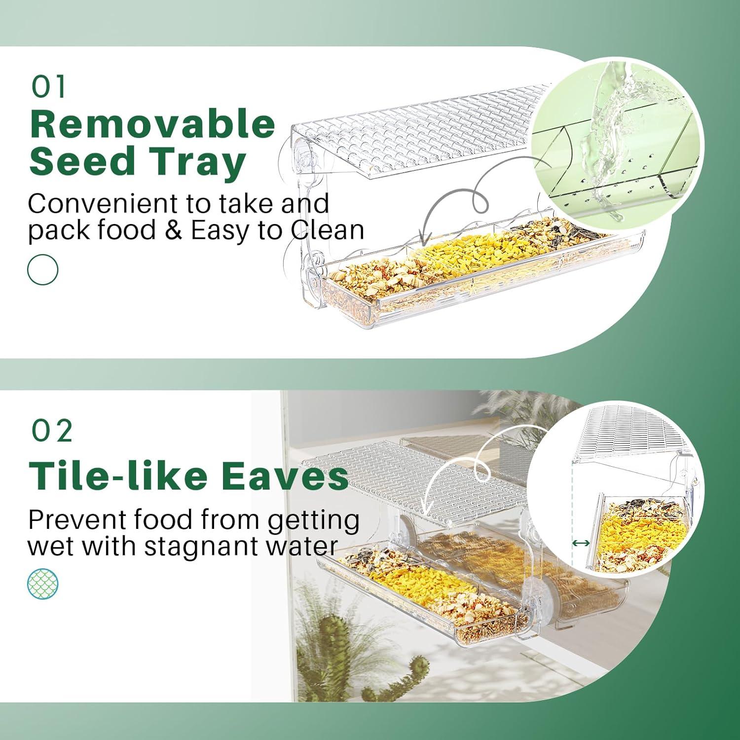 Comedero para Aves de Ventana SUNALLY 0.48L Transparente