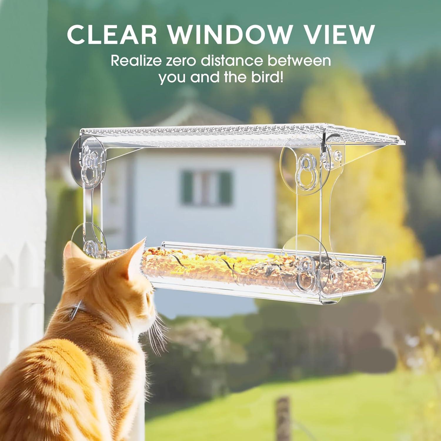 Comedero para Aves de Ventana SUNALLY 0.48L Transparente