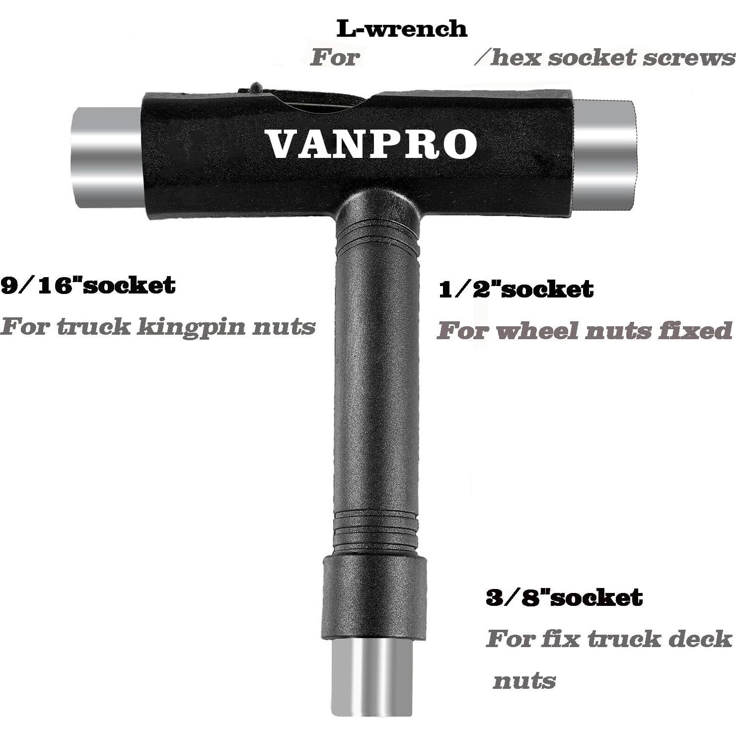 Herramienta multifuncional Vanpro para skateboard - Negro
