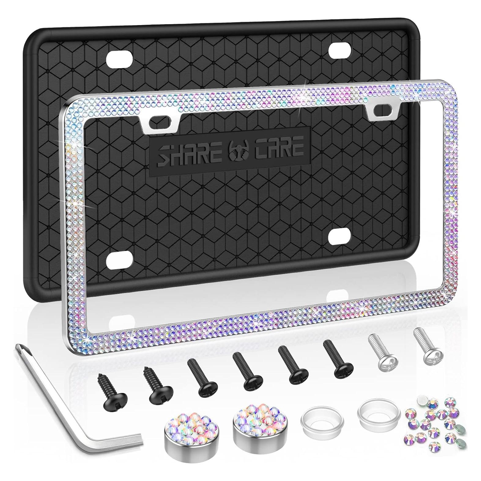 Paquete de 2 Marcos de Placa de Licencia QiqaMole - Silicona y Cristal