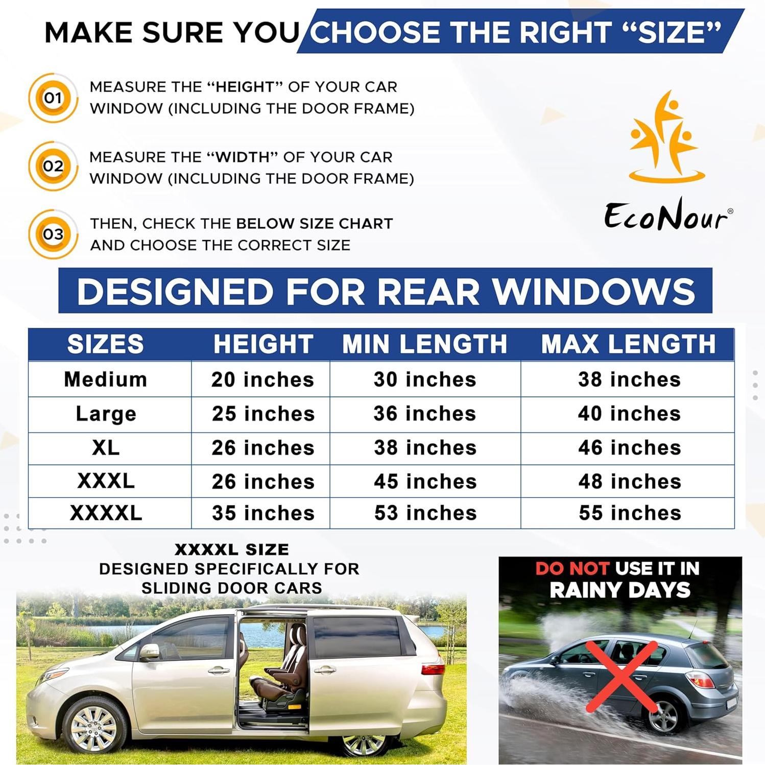 Cubiertas de Ventana EcoNour para Automóvil - Paquete de 2, Mediana