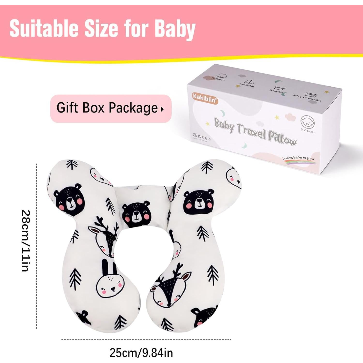 Almohada de Viaje para Bebés KAKIBLIN Oso Soporte Cuello