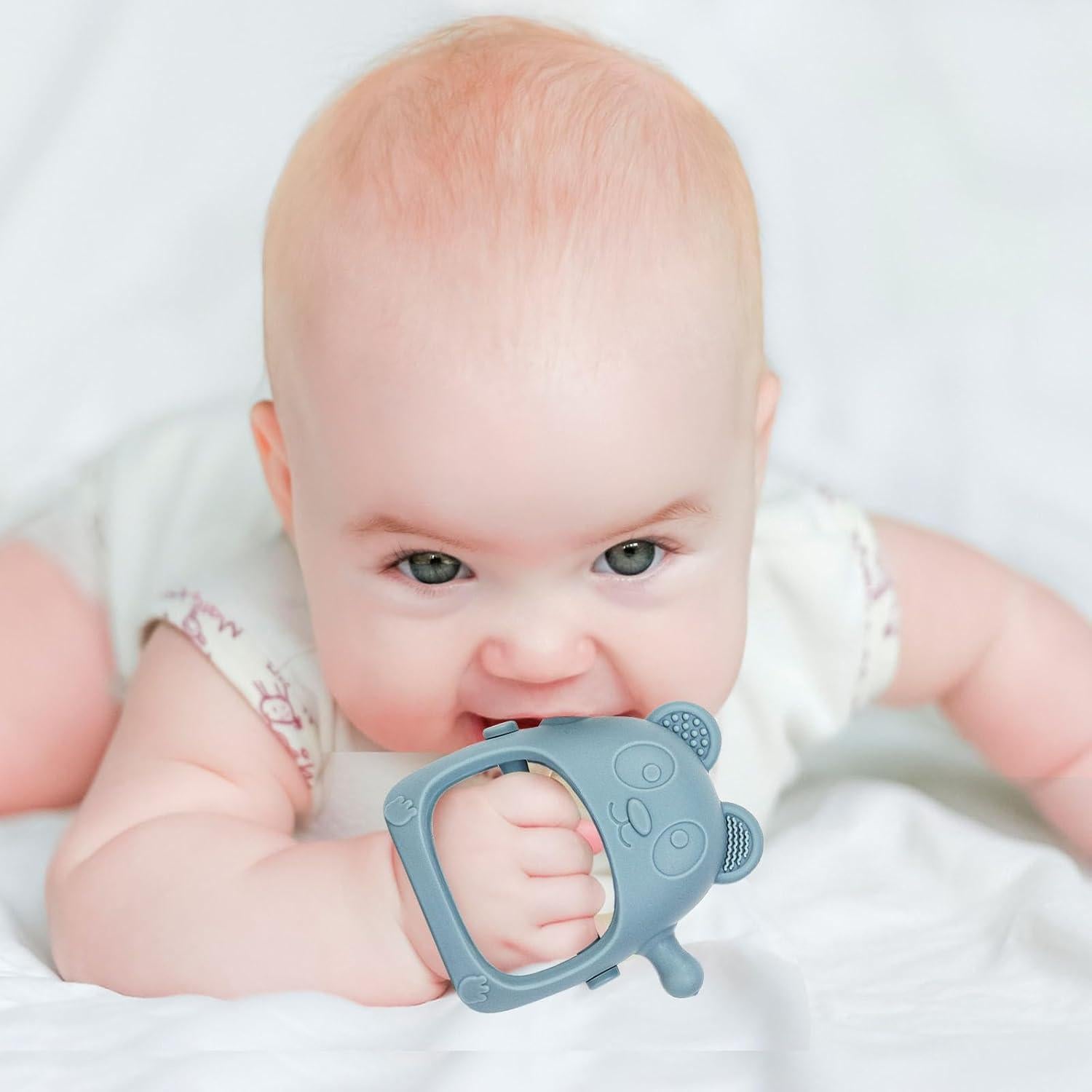 Set de 3 Juguetes de Dentición Bebés Silicona Azul 0-6 Meses