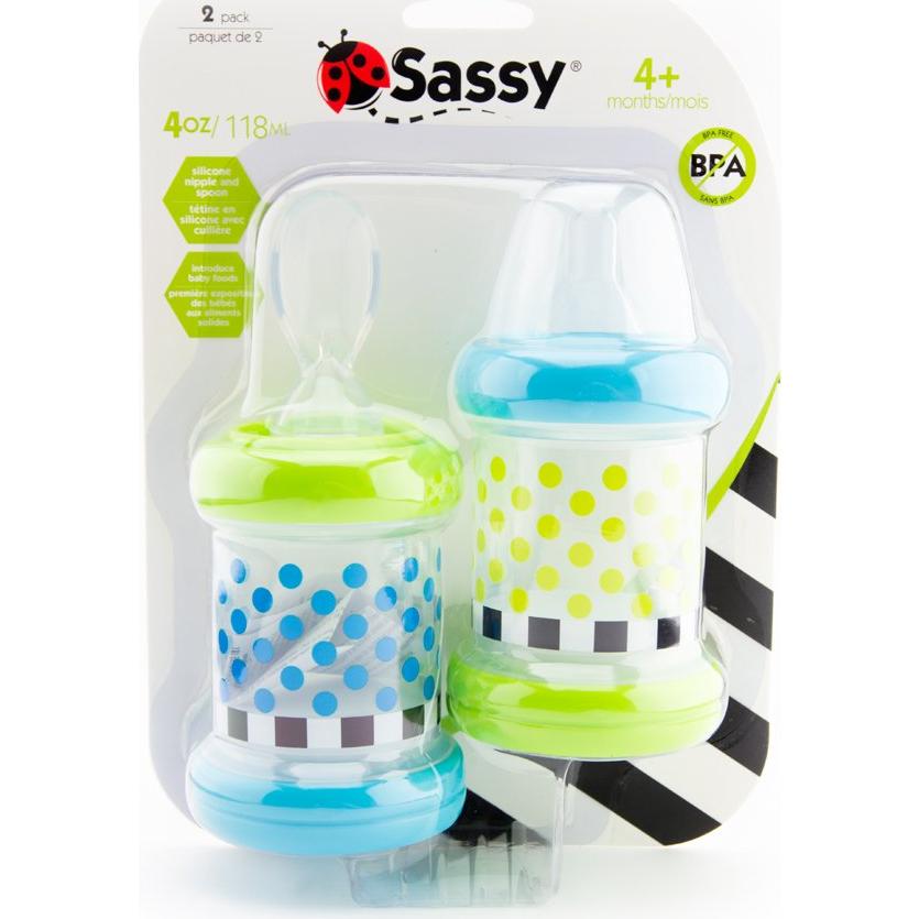 Alimentador Sassy para Bebés - Set de 2 Botellas 4oz Silicona BPA Free