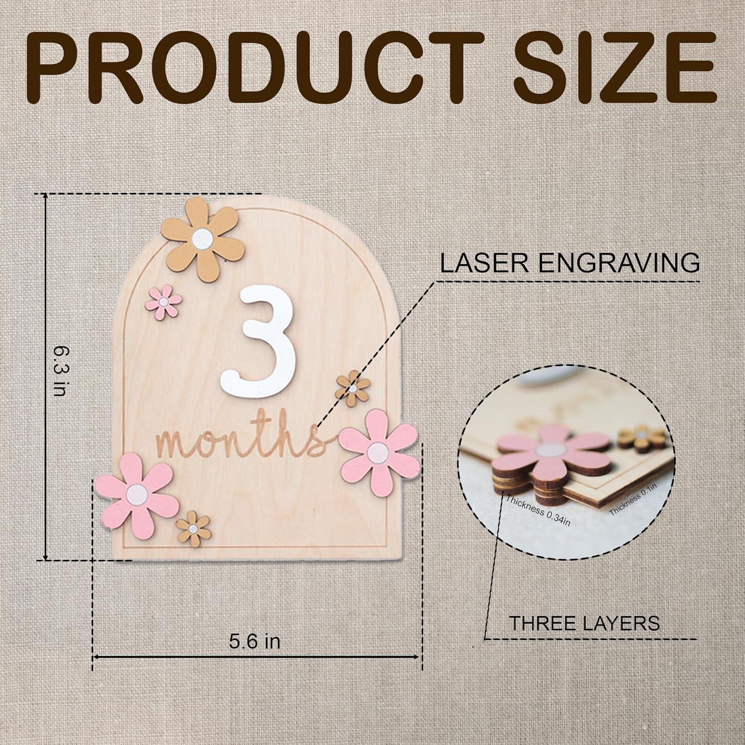 Tarjetas de Hitos Mensuales para Bebés HONOCOOLS - Madera