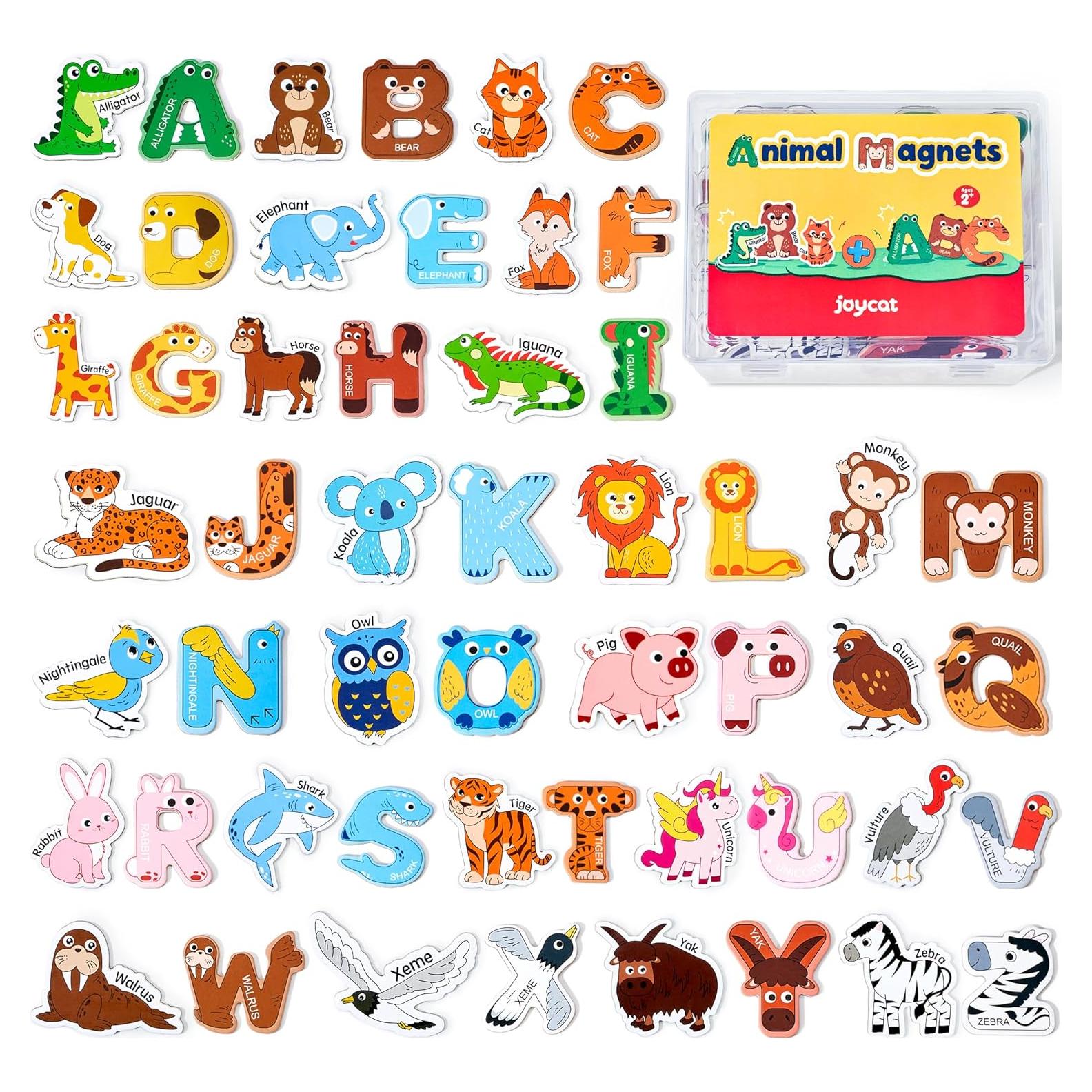 Imanes de Nevera JoyCat para Niños - 26 Animales y Letras