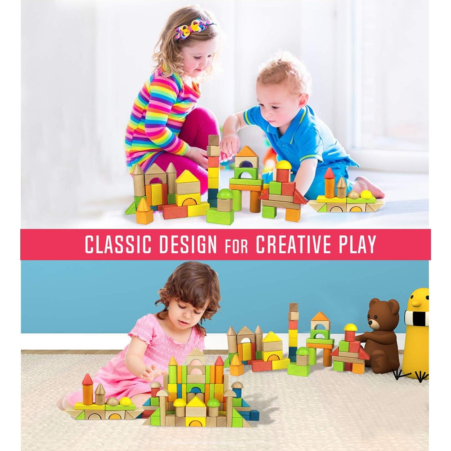 Conjunto de Bloques de Construcción de Madera Migargle 80 Piezas