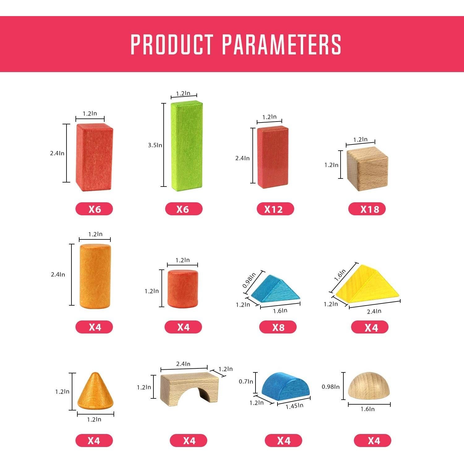 Conjunto de Bloques de Construcción de Madera Migargle 80 Piezas