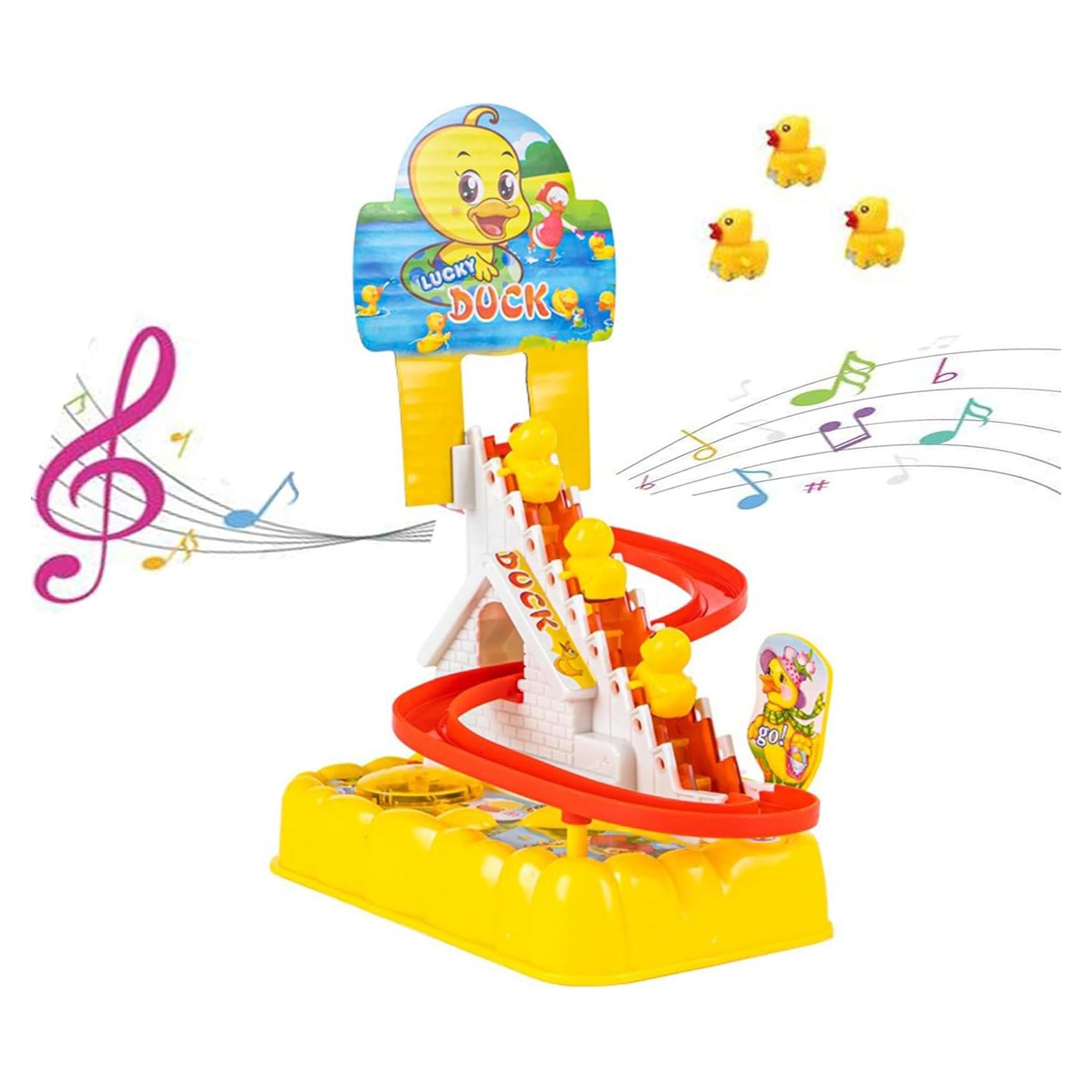 Juguete Eléctrico de Patito que Sube Escaleras con LED