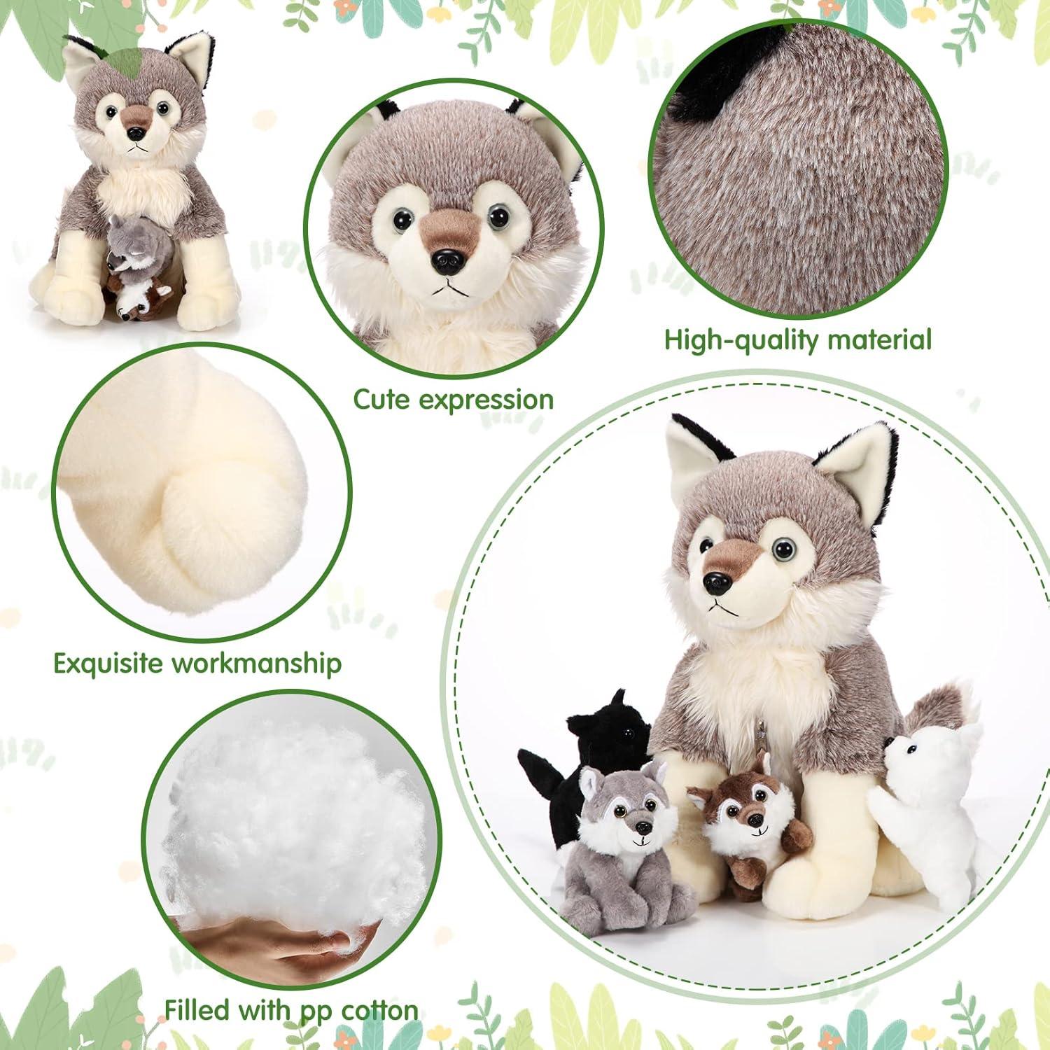 Conjunto de Juguetes de Peluche Lobo Honoson 5 Pcs 35 cm