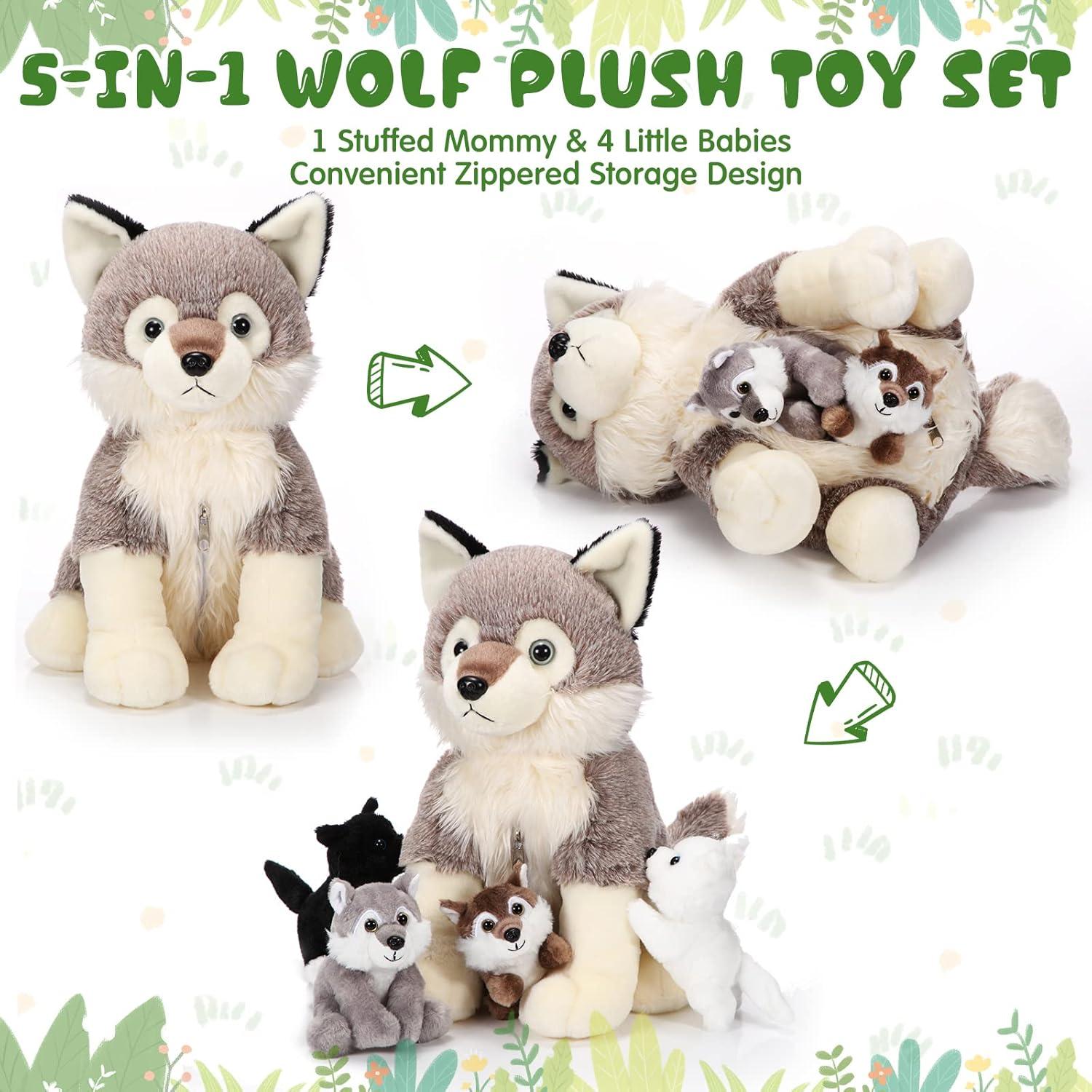 Conjunto de Juguetes de Peluche Lobo Honoson 5 Pcs 35 cm