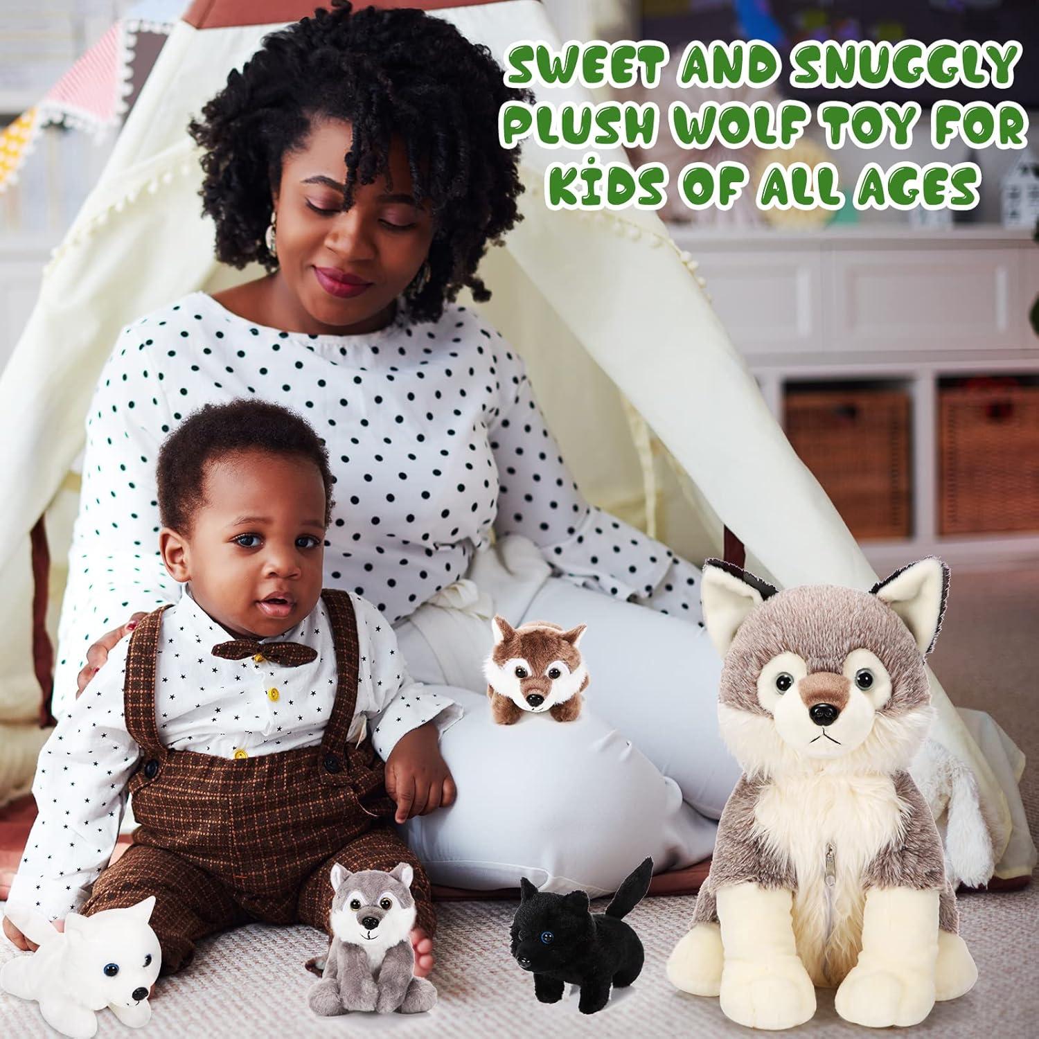 Conjunto de Juguetes de Peluche Lobo Honoson 5 Pcs 35 cm