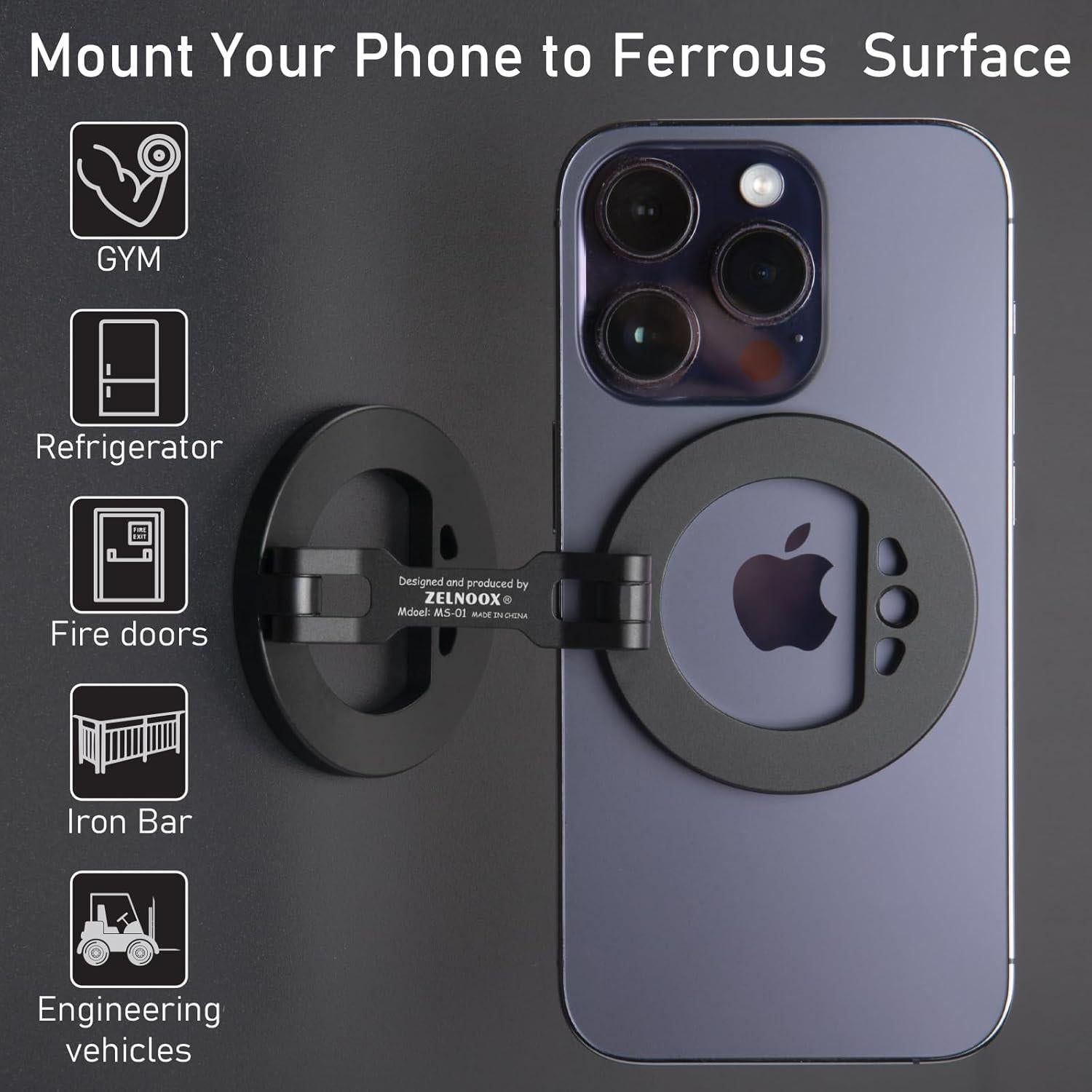 Soporte para teléfono magnético doble ZELNOOX MS-01 Negro