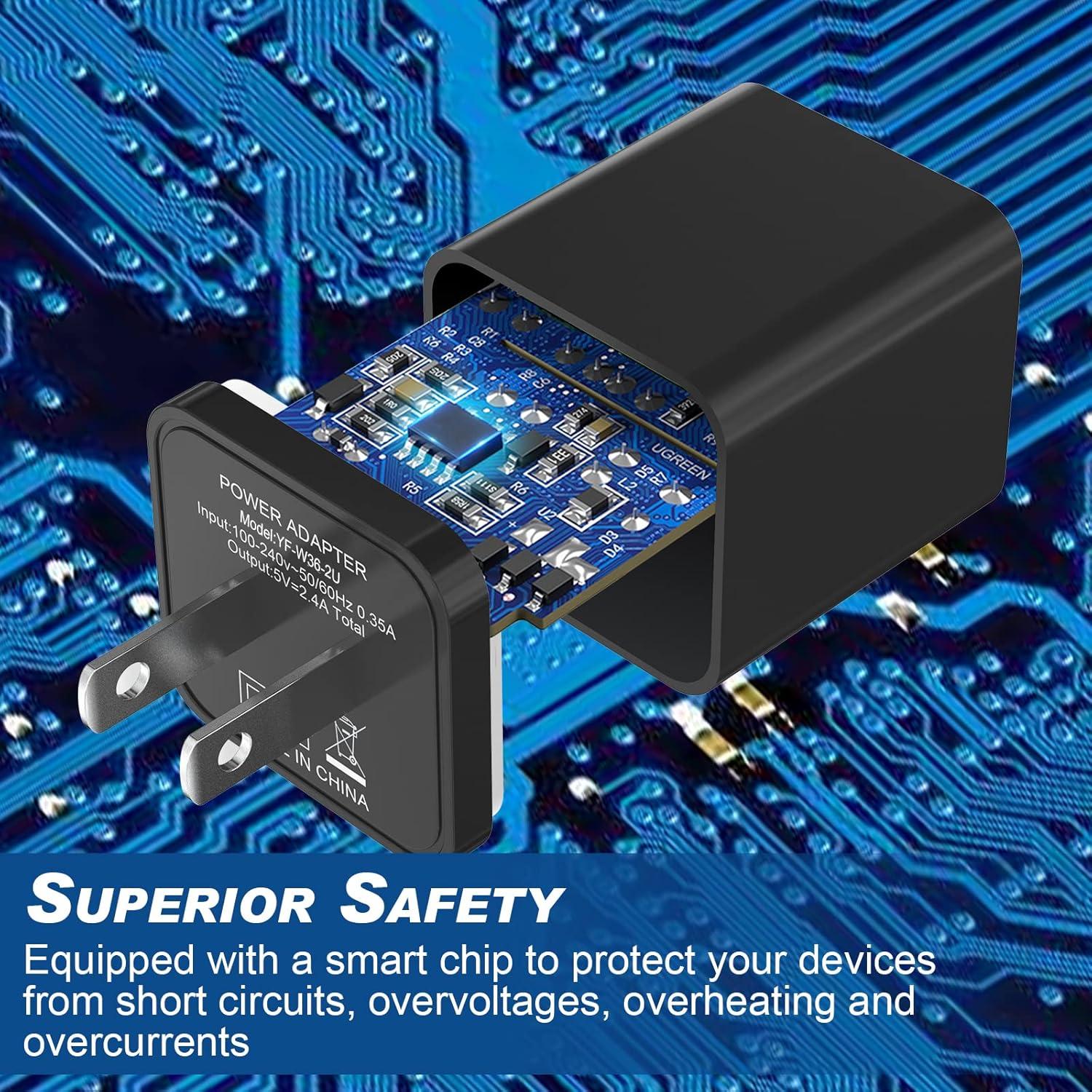 Cargador de Pared iGENJUN 2 Puertos USB 2.4A Negro