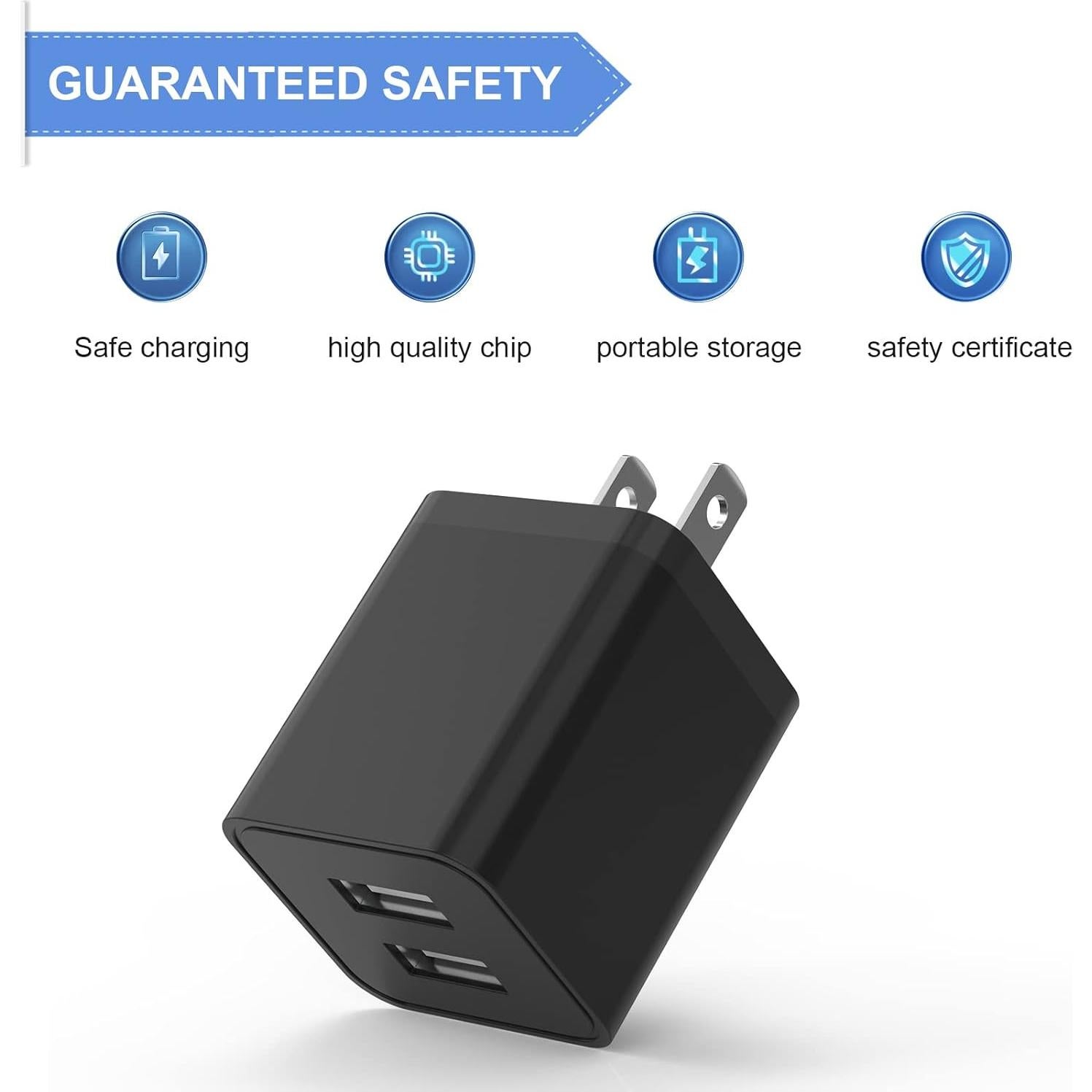 Cargador de Pared iGENJUN 2 Puertos USB 2.4A Negro