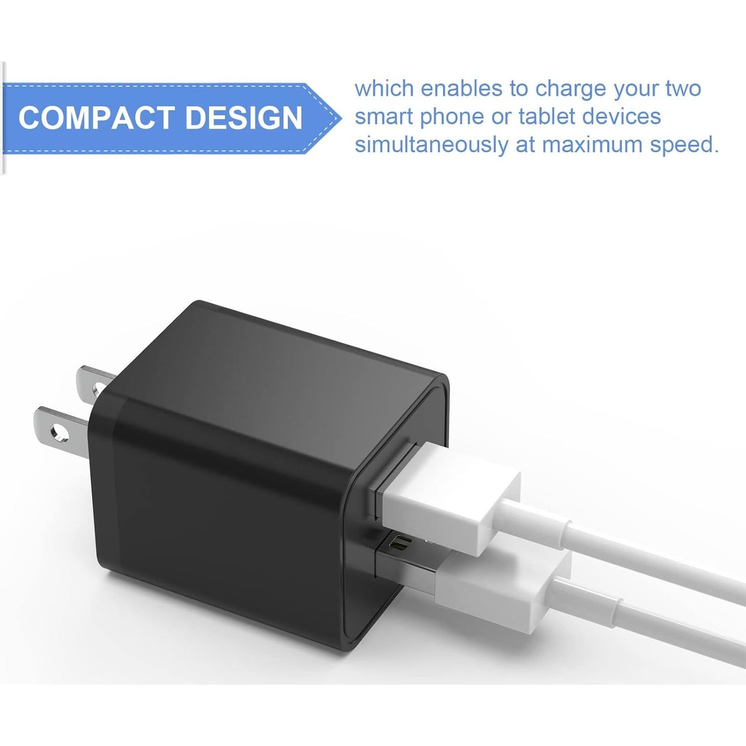 Cargador de Pared iGENJUN 2 Puertos USB 2.4A Negro