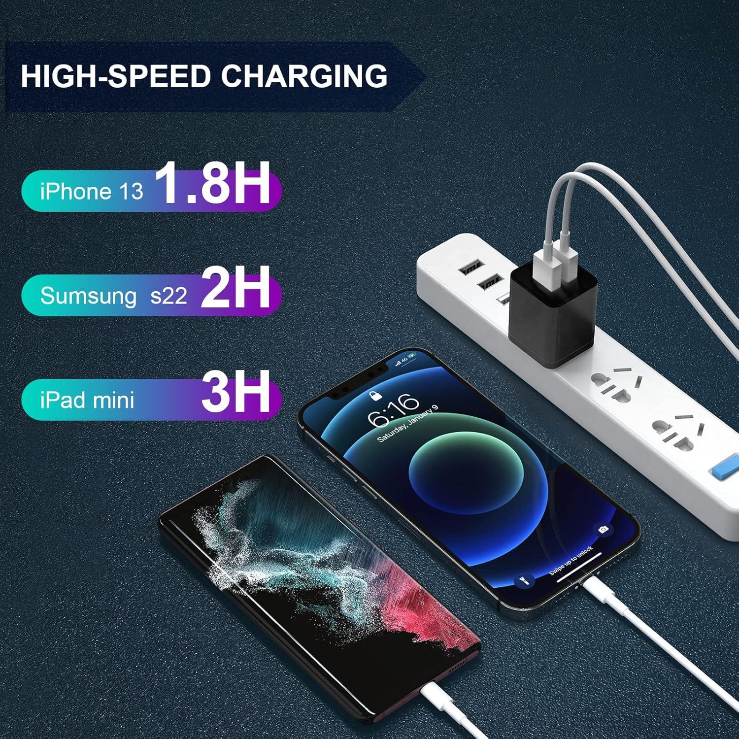 Cargador de Pared iGENJUN 2 Puertos USB 2.4A Negro