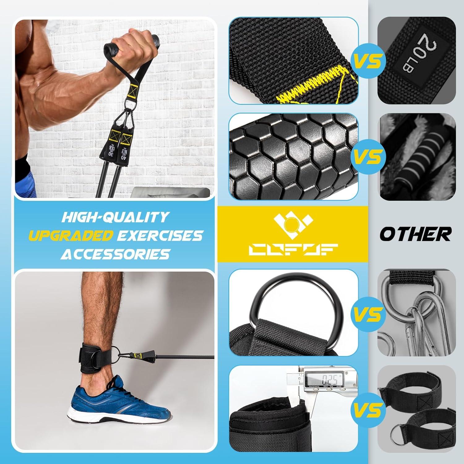 Kit de Barra de Pilates COFOF con Bandas de Resistencia 30-240 LBS