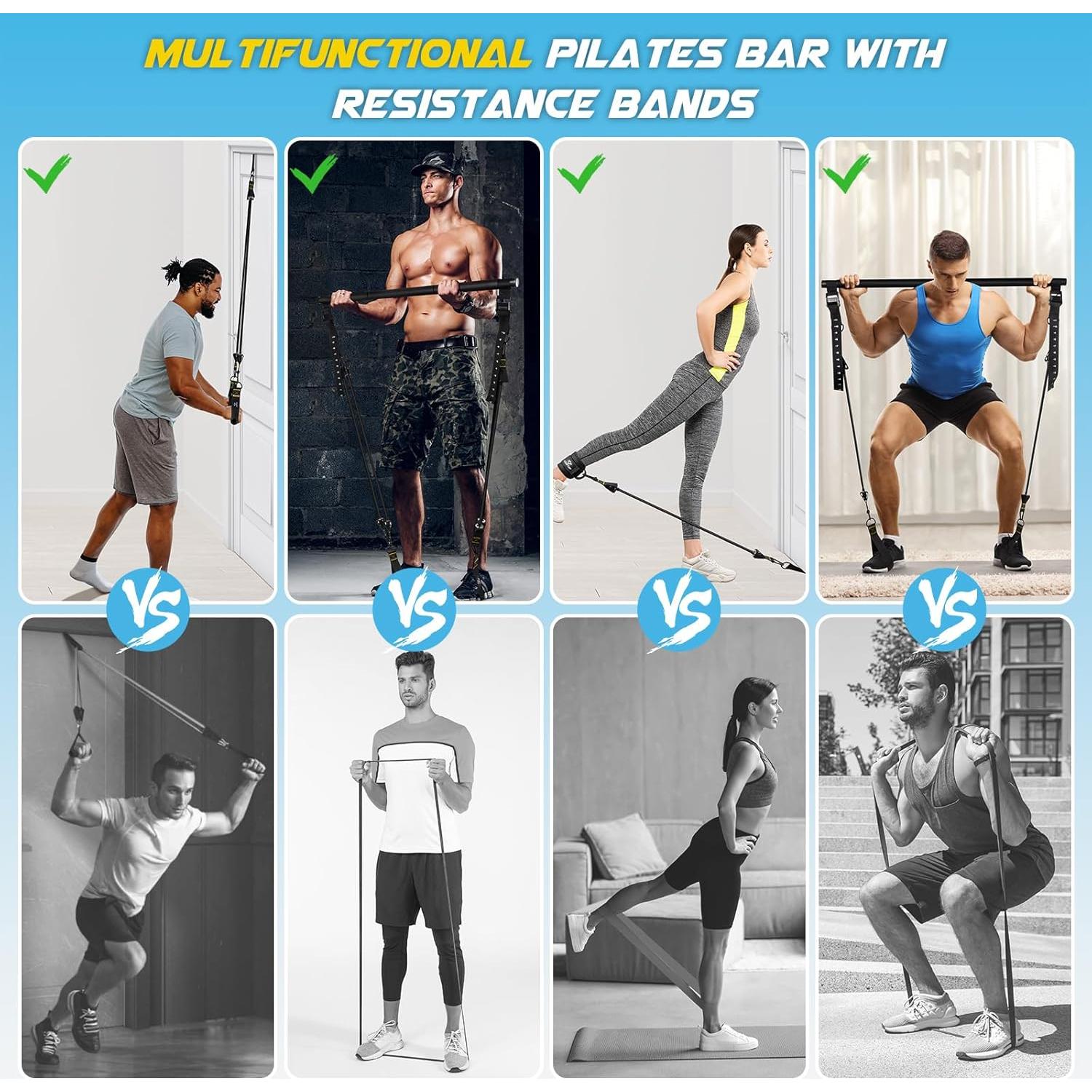 Kit de Barra de Pilates COFOF con Bandas de Resistencia 30-240 LBS