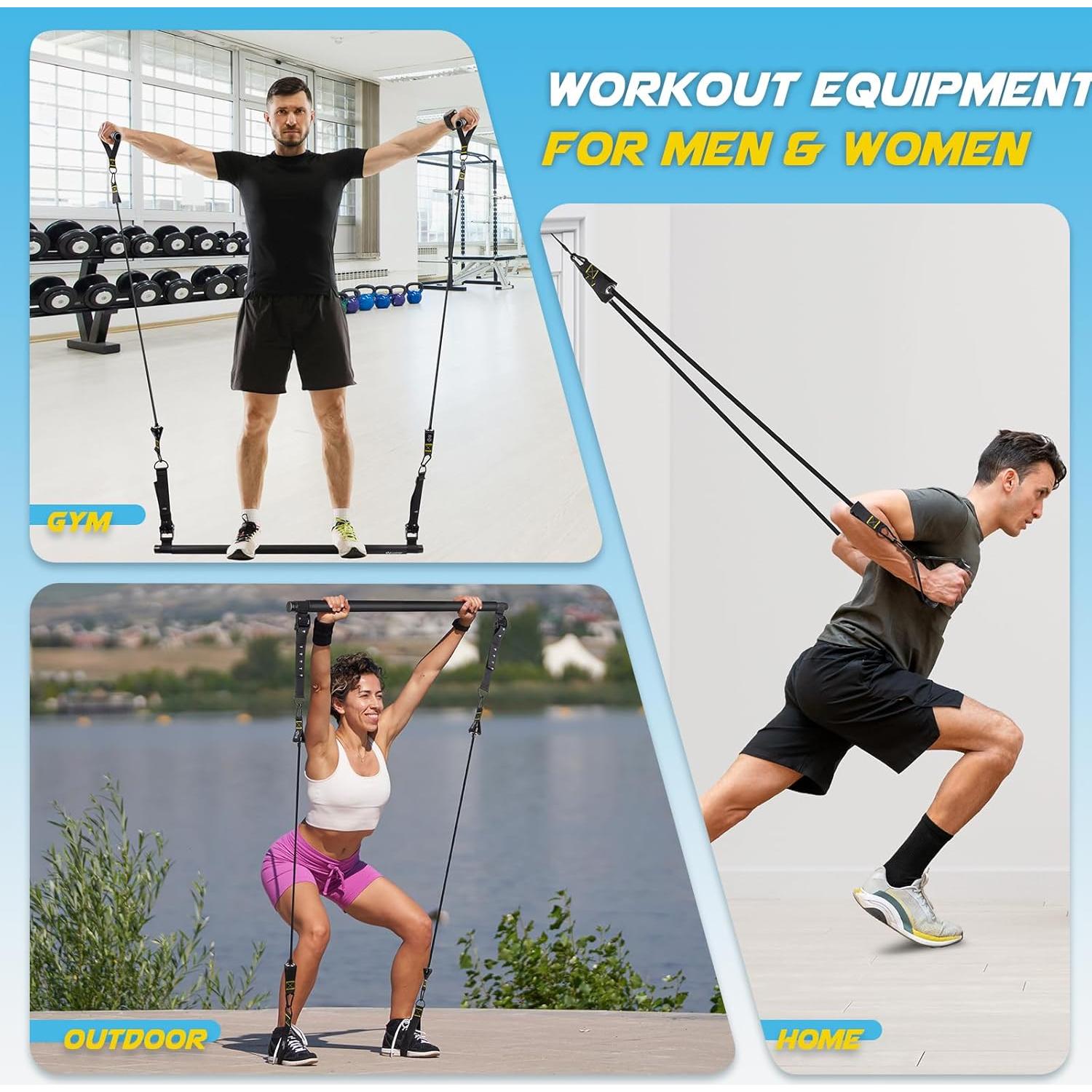 Kit de Barra de Pilates COFOF con Bandas de Resistencia 30-240 LBS