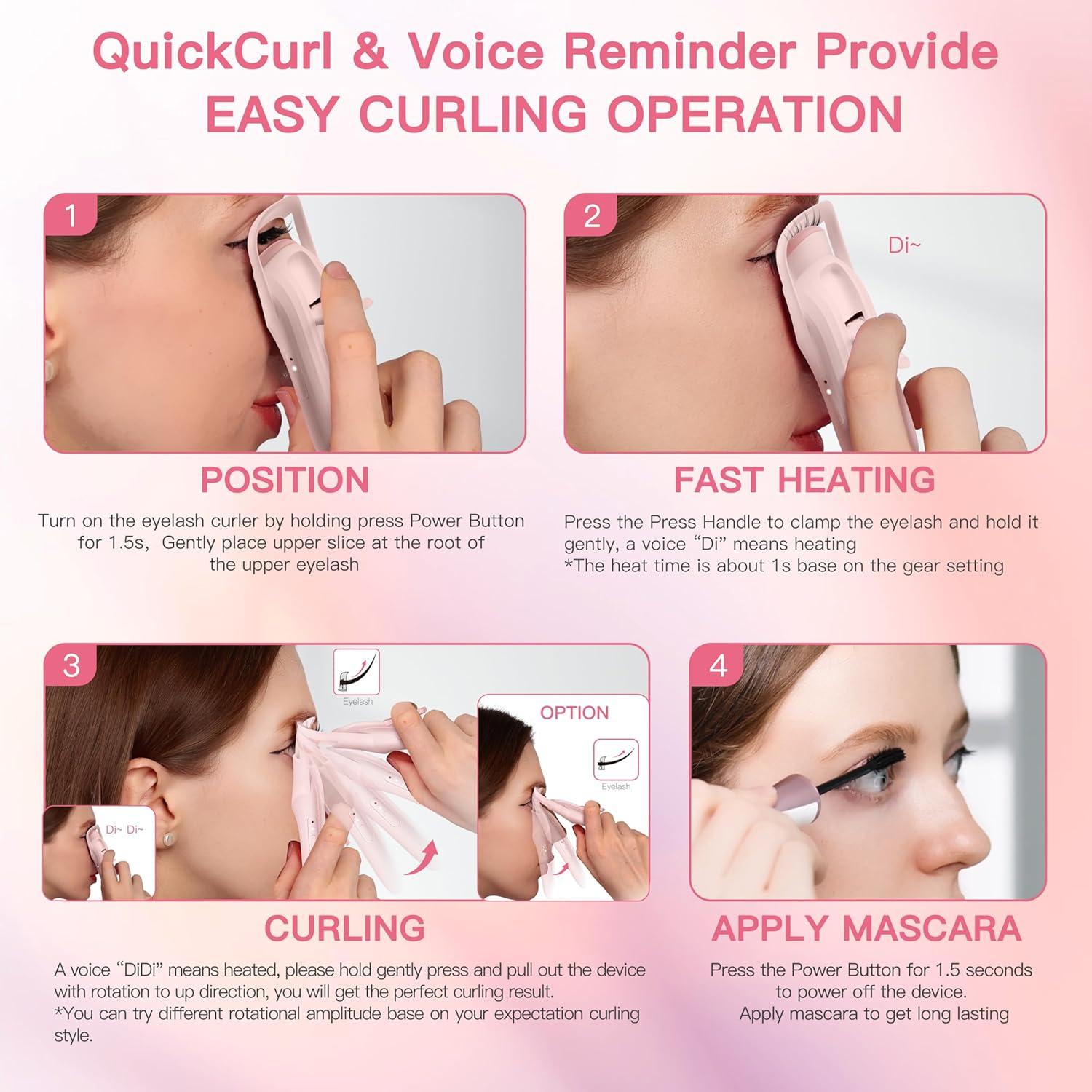 Rizador de Pestañas Calentado HEBECA EC7001 Rosa 70°C/85°C