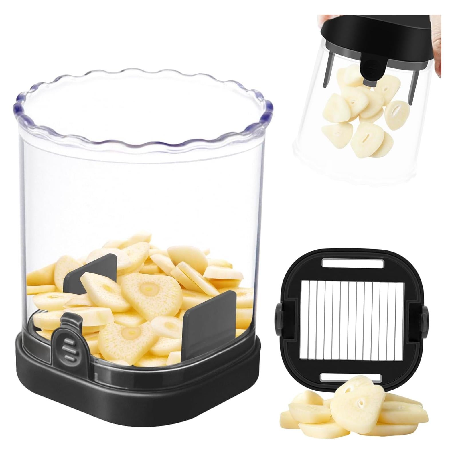 Cortador de Ajo CEHNCEH Manual, Acero Inoxidable, Negro