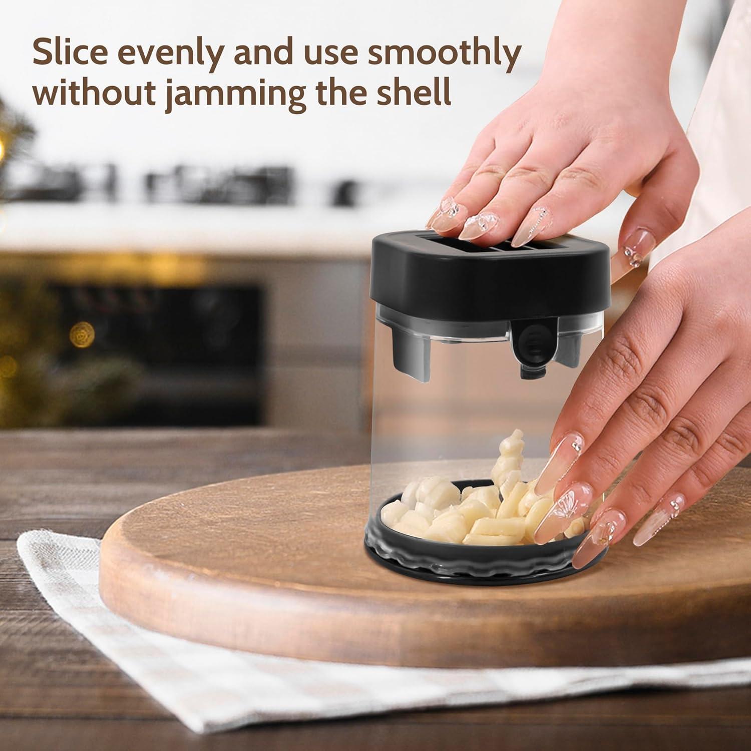 Cortador de Ajo CEHNCEH Manual, Acero Inoxidable, Negro