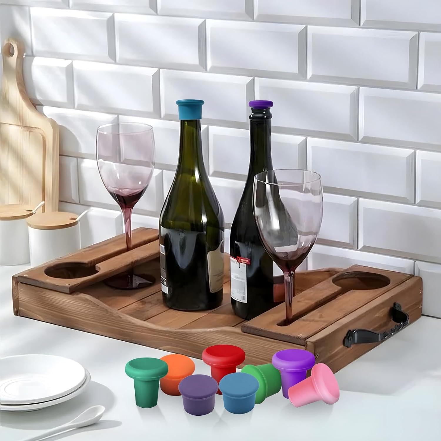 8 Tapones de Silicona Multicolor para Vino lyBlissor