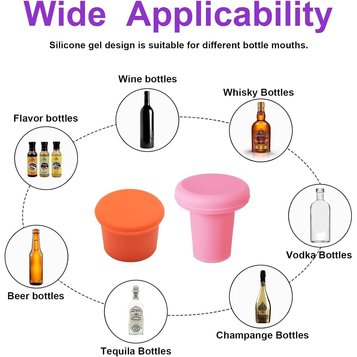 8 Tapones de Silicona Multicolor para Vino lyBlissor