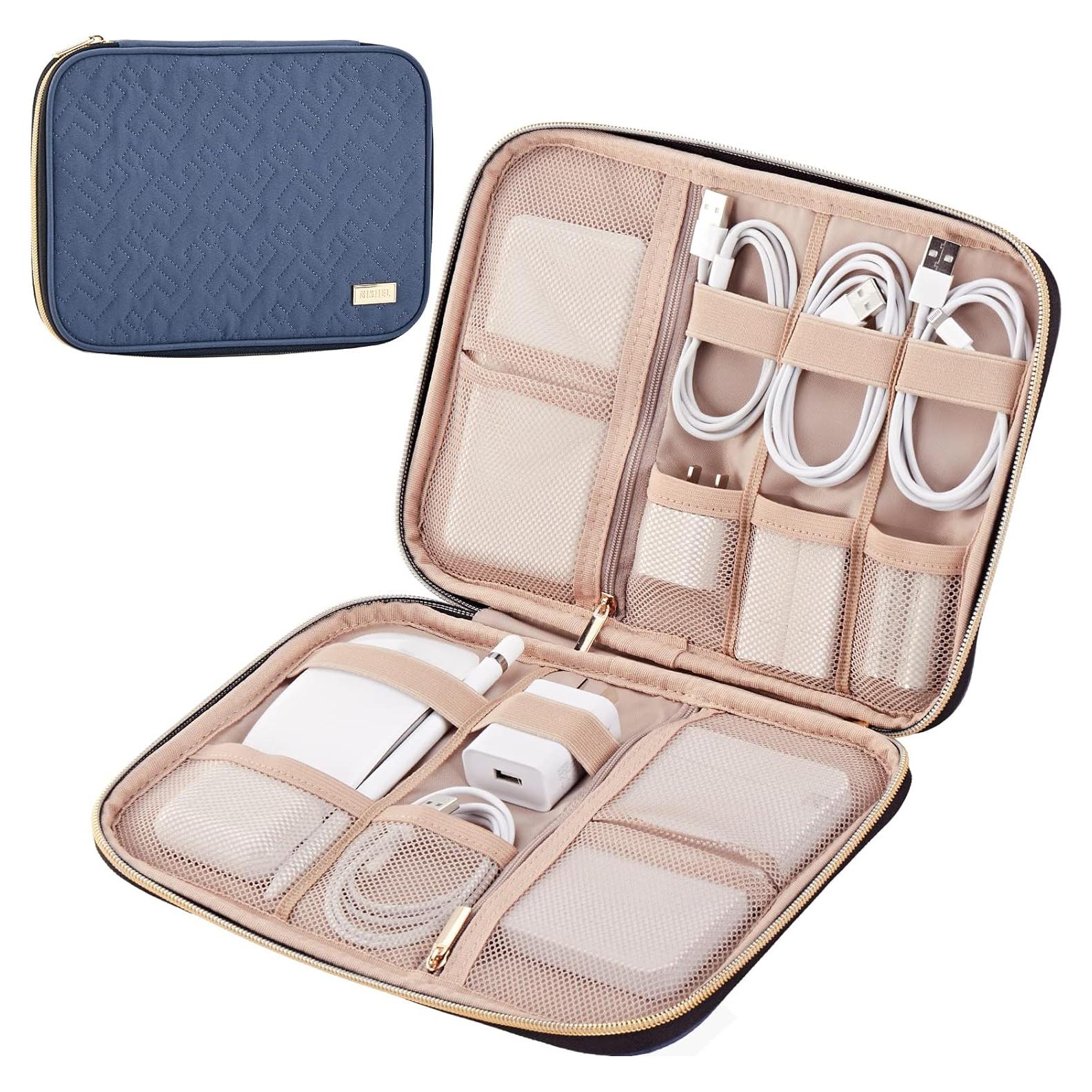 Estuche Organizador de Cables NISHEL Azul Egeo 26.7x19.1cm