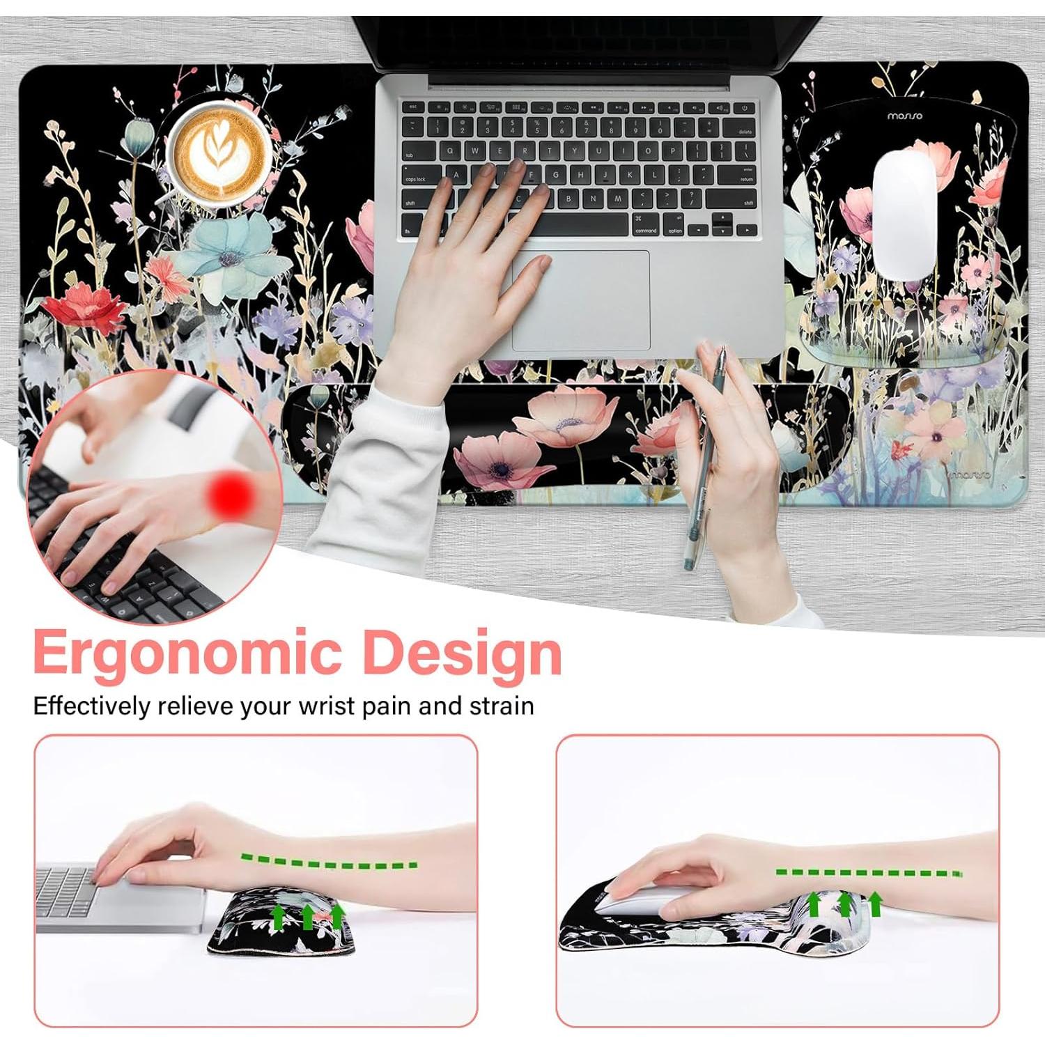 Conjunto de alfombrilla de escritorio MOSISO negro ergonómico