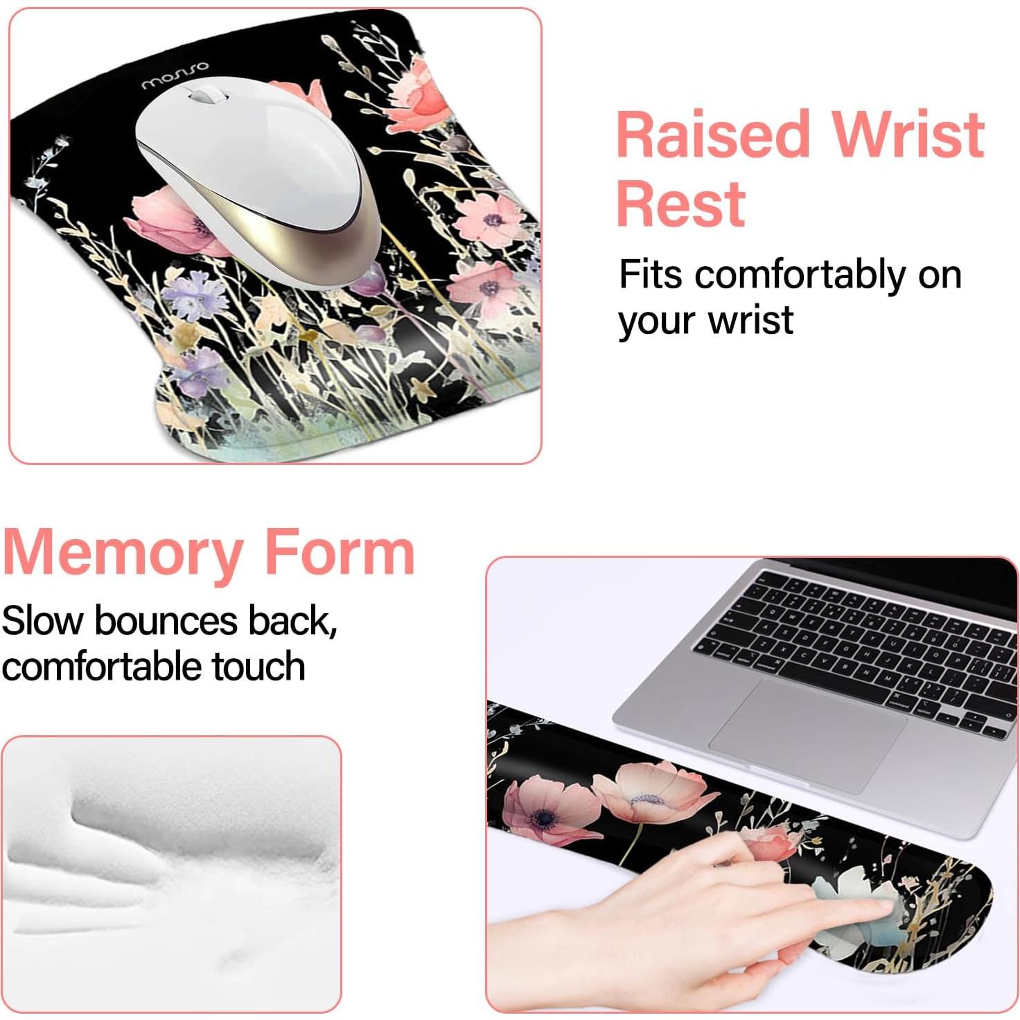 Conjunto de alfombrilla de escritorio MOSISO negro ergonómico