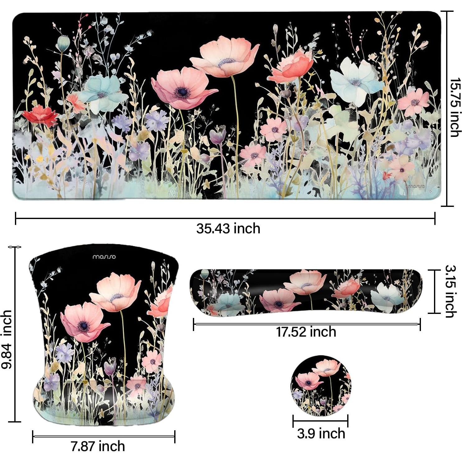 Conjunto de alfombrilla de escritorio MOSISO negro ergonómico